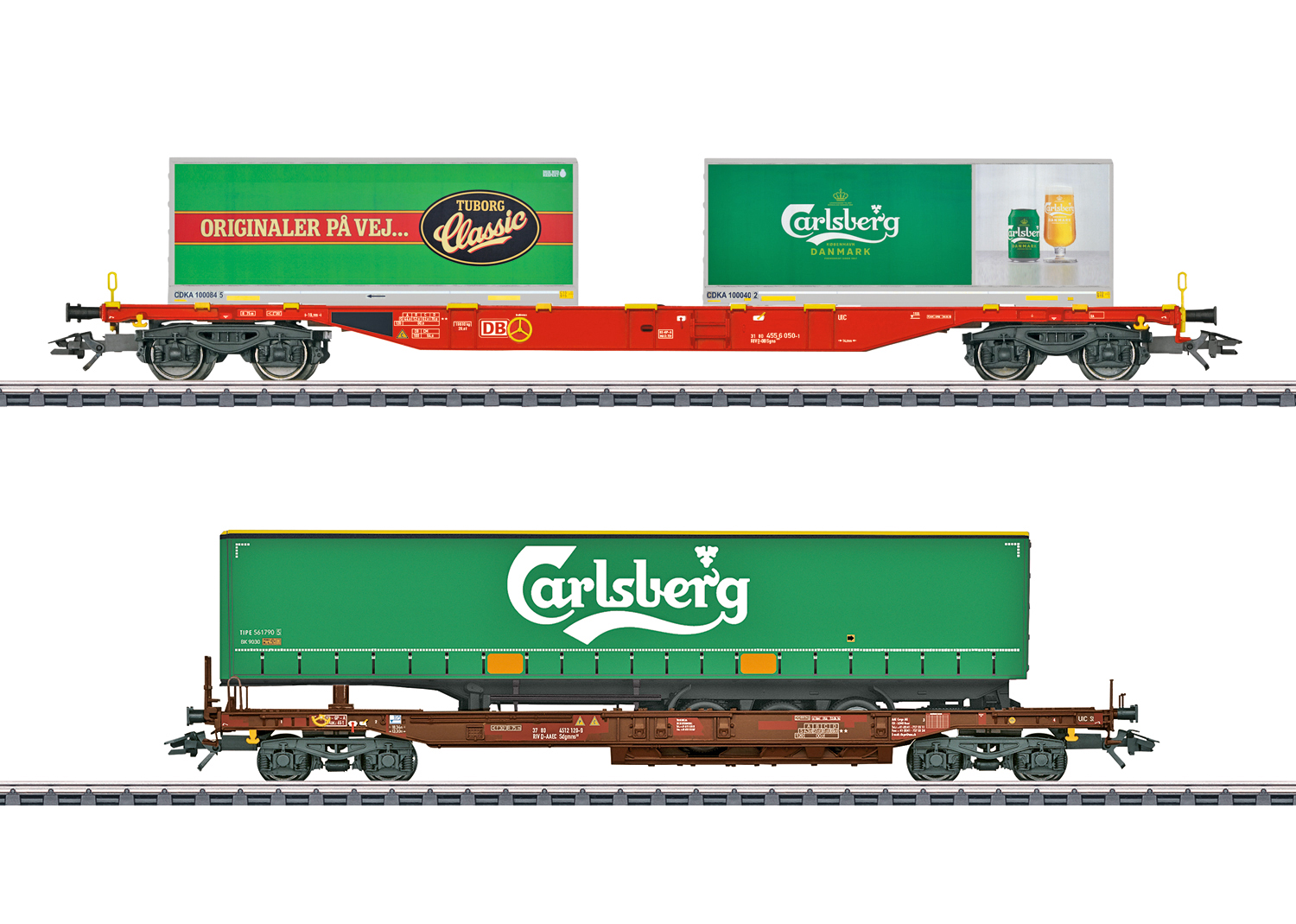 Mäklin 47109 KLV-Güterwagenset Carlsberg und Tuborg