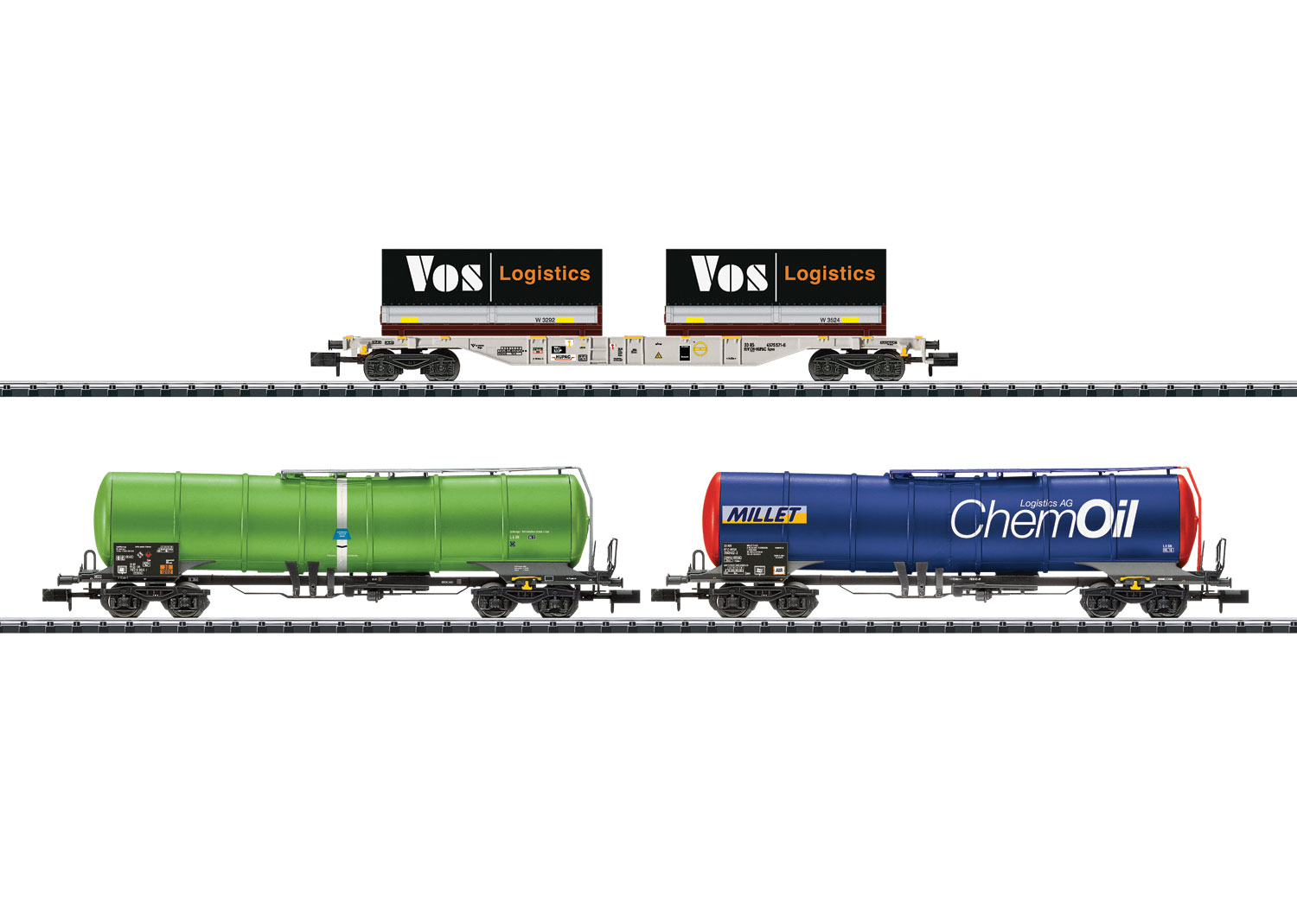 Minitrix 15651 SBB Wagen-Set Gütertransport, Kesselwagen Millet ChemOil