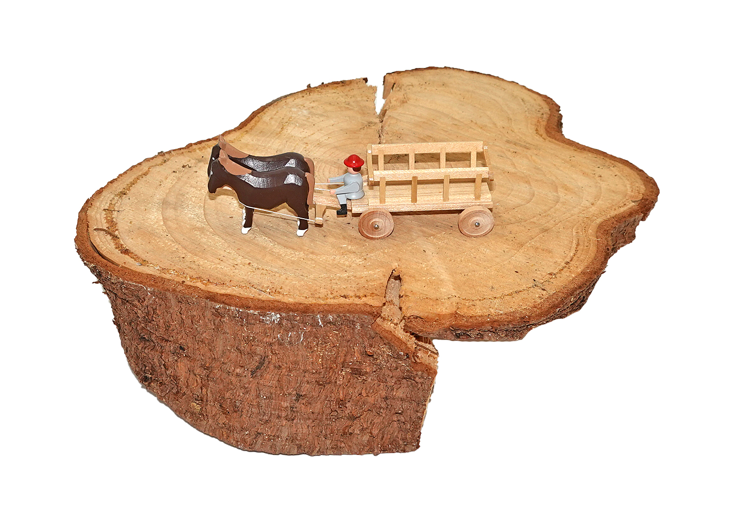 Günter Flath Gespann Pferde mit Leiterwagen, Erzgebirge Miniatur Günter Flath Gespann Pferde mit Leiterwagen, Erzgebirge Miniatur