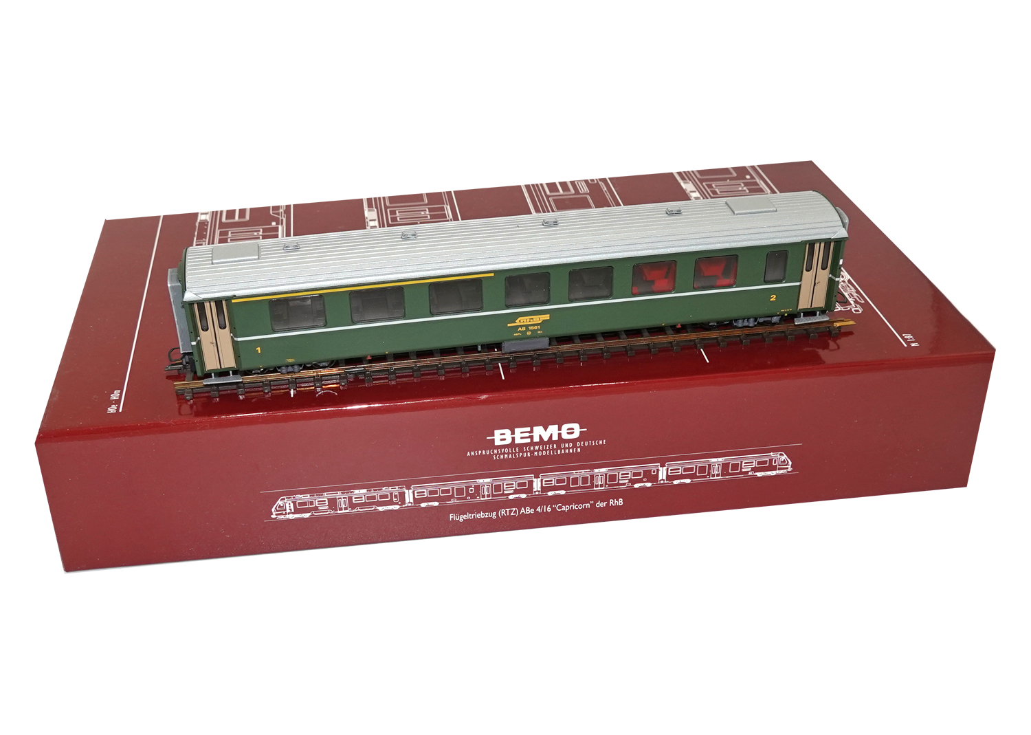 Bemo 3241111 RhB Einheitswagen EW II AB 1561 grün 