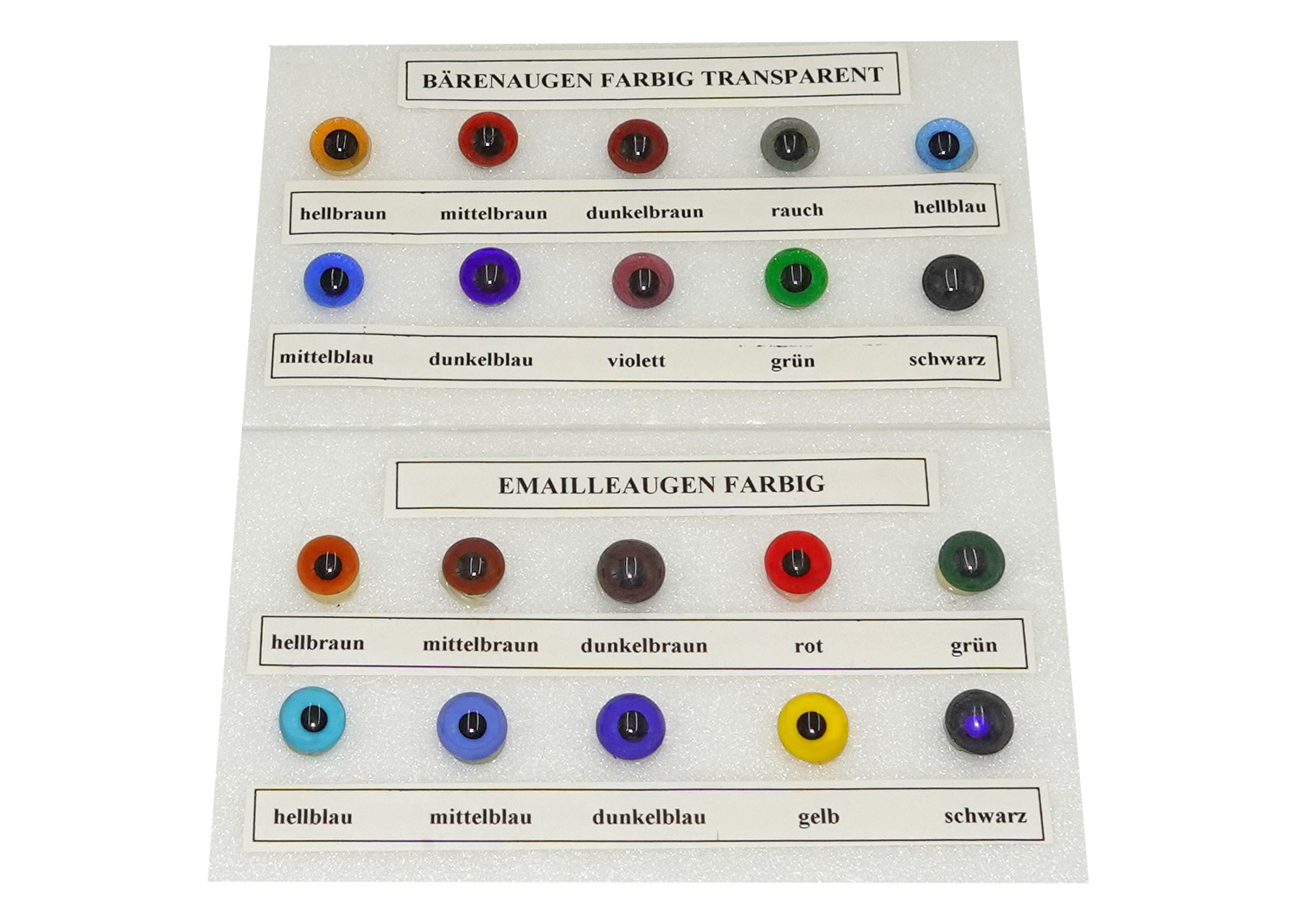 Glasaugen für Bären 2 Musterkollektionen Glasaugen für Bären 2 Musterkollektionen
