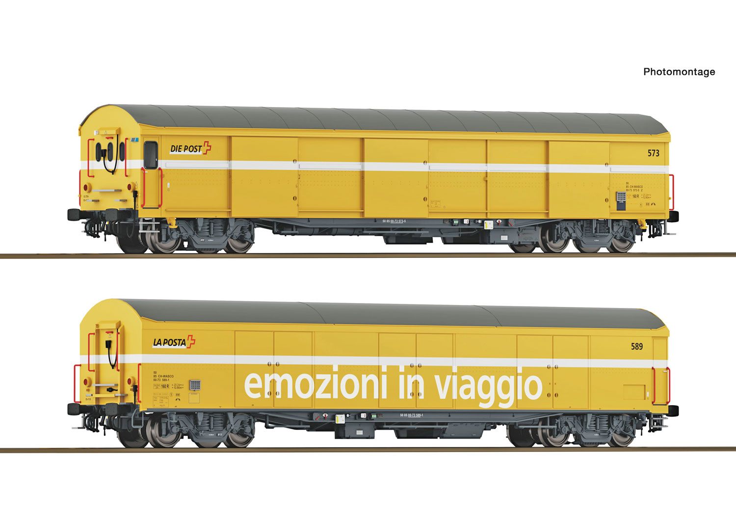 Roco 6600243 Wascosa 2-tlg. Set: Paket-Postwagen 