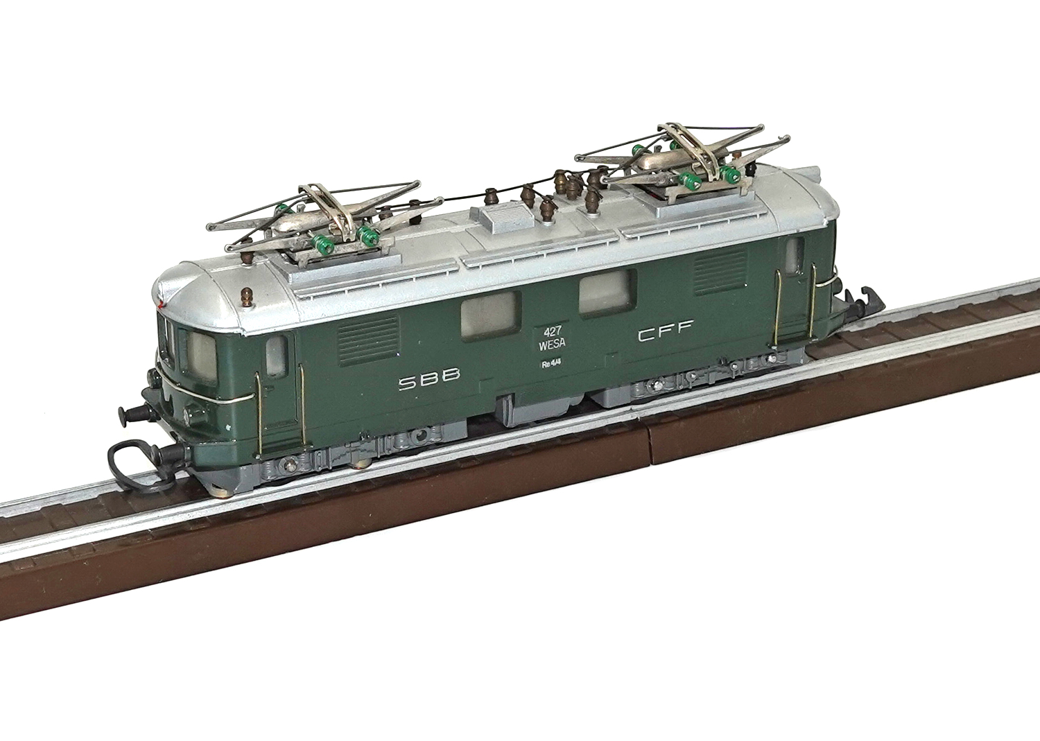 Wesa 150 Lokomotive Re 4/4 grün kleine Lampen