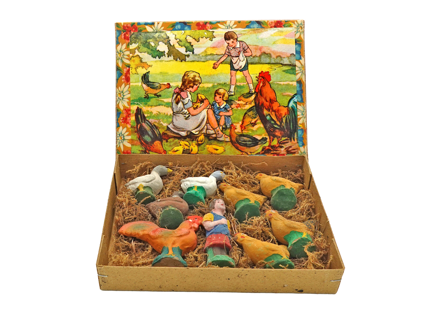 Vintage Hühnerhof Masse-Figuren Vintage Hühnerhof Masse-Figuren