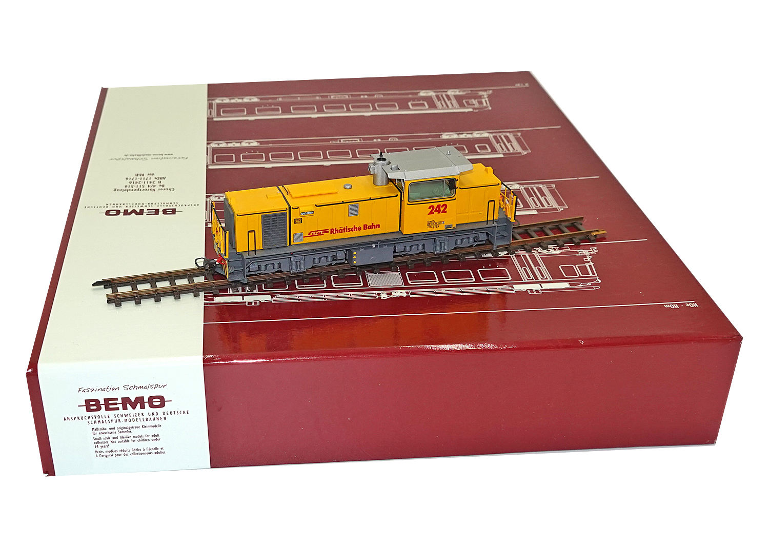 Bemo 1289102 RhB Diesellok gelb Gmf 4/4 242 DC 
