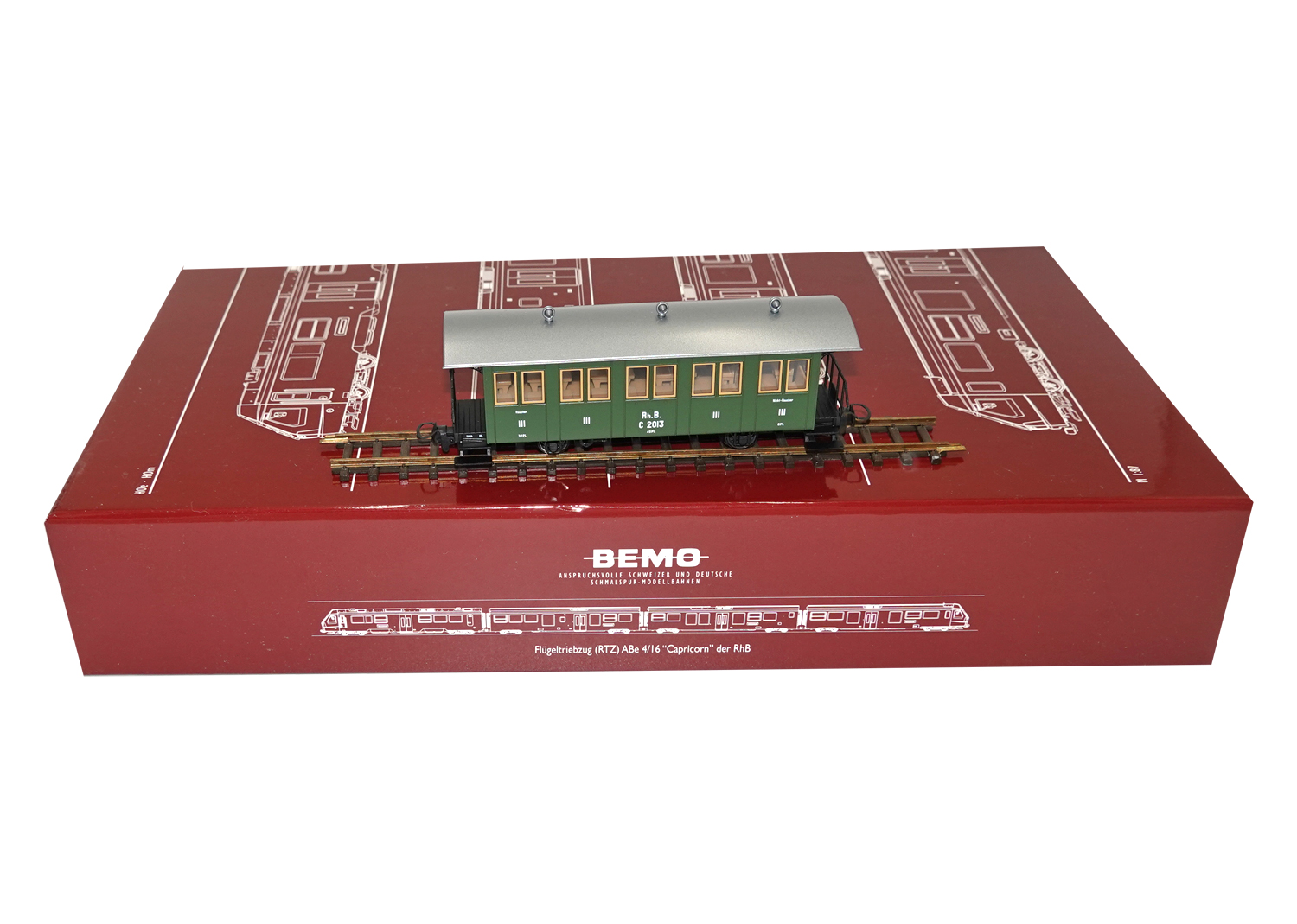 Bemo 3234133 RhB Zweiachser Personenwagen C 2013 grün 