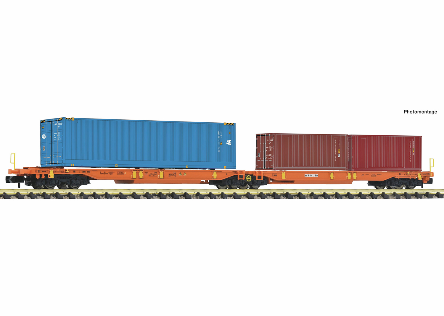 Fleischmann 825013 Wascosa Doppeltaschen-Gelenkwagen T2000 + Container 