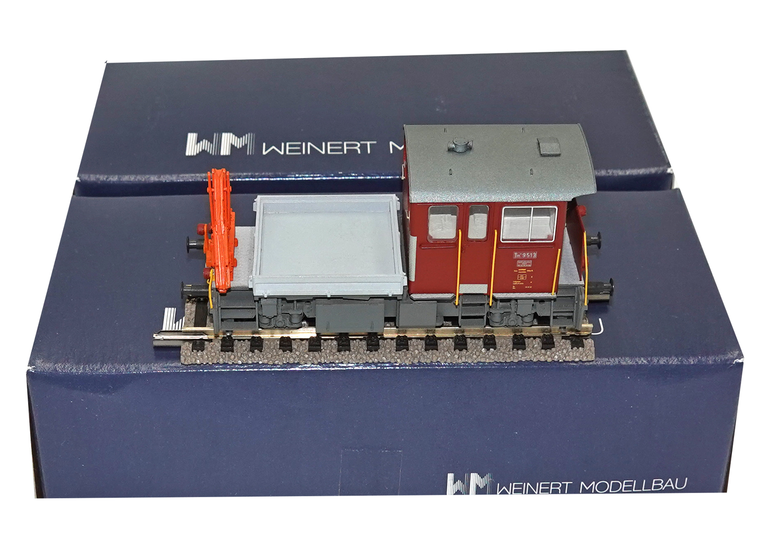 Weinert 4042 H0 SBB Schienentraktor Tm III 9513 braun mit Kran Fertigmodell 