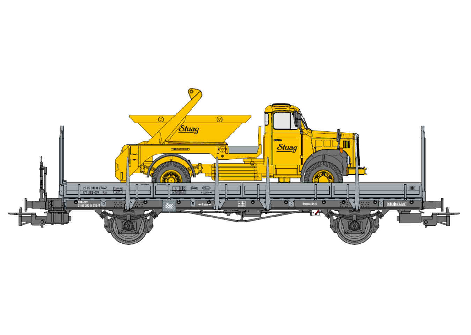 Liliput 235046 SBB Rungenwagen mit Km & Saurer STUAG Liliput 235046 SBB Rungenwagen mit Km & Saurer STUAG