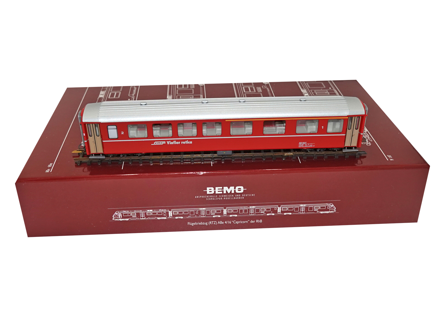 Bemo 3251127 RhB Einheitswagen EW I AB 1527 rot 