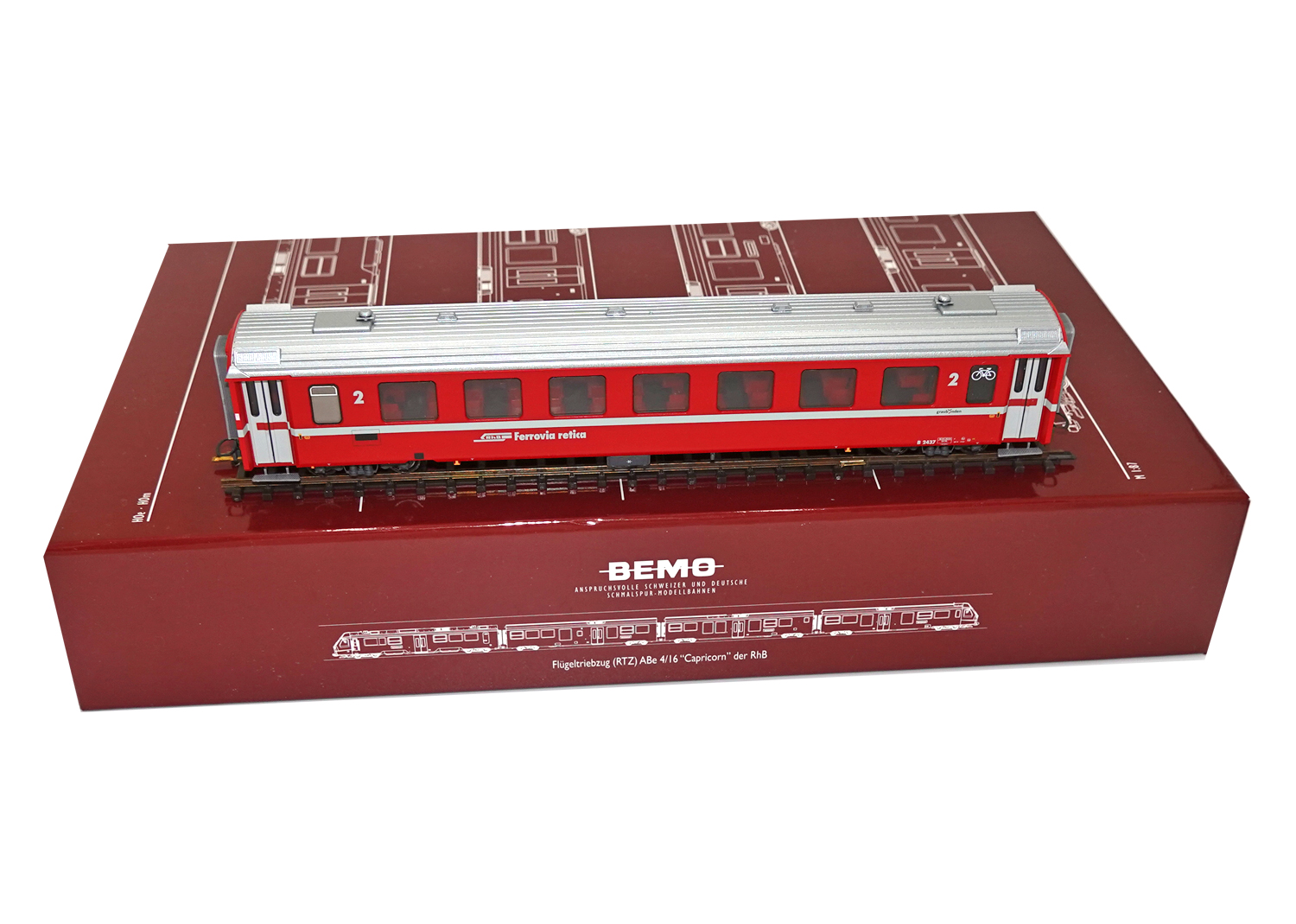 Bemo 3240177 RhB Einheitswagen EW II B 2437 neurot 