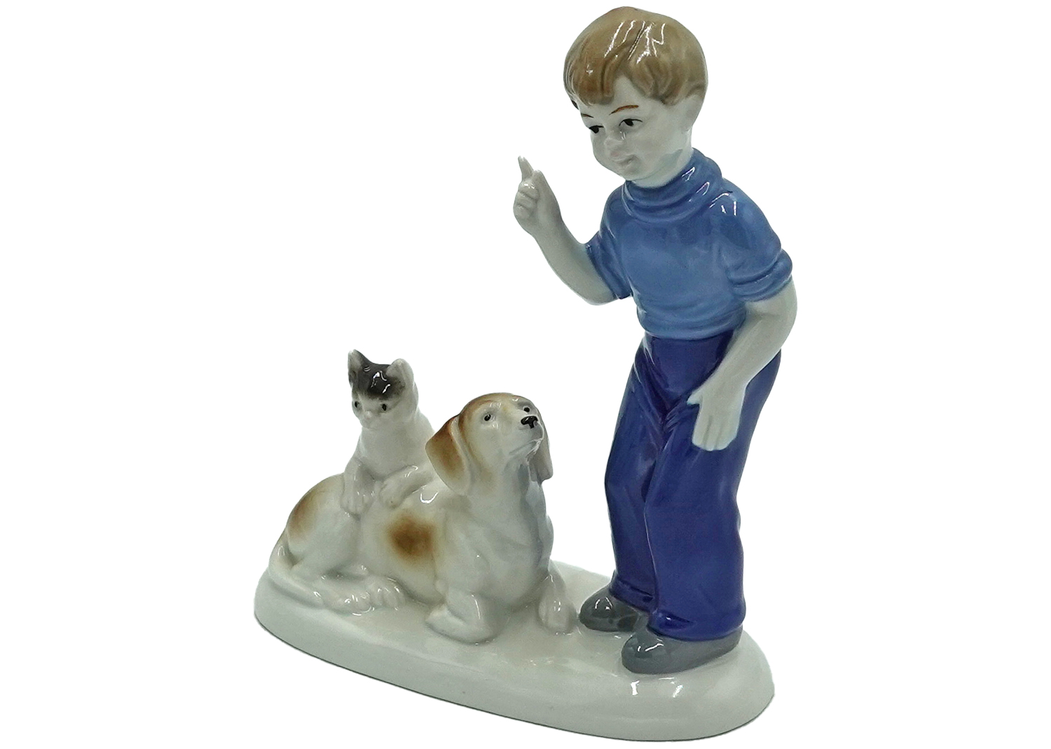 Wagner&Apel 2388 Porzellanfigur Junge mit Hund und Katze Wagner&Apel 2388 Porzellanfigur Junge mit Hund und Katze
