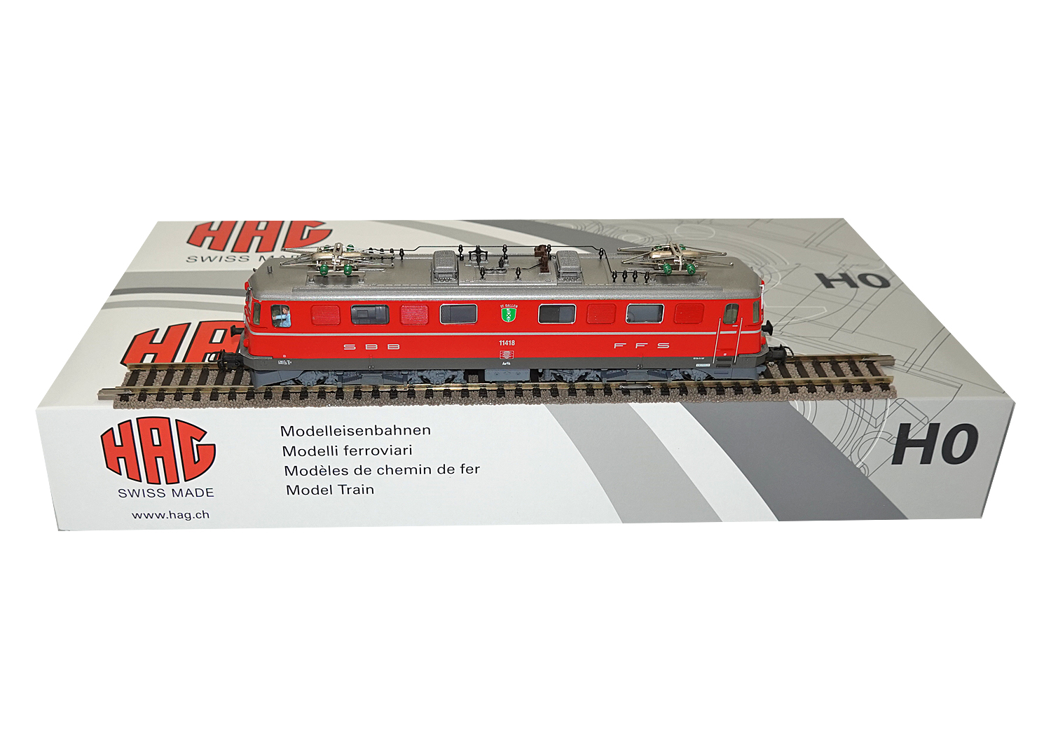 Hag 129 SBB Lokomotive Ae 6/6 Kantonslok St. Gallen rot DC 