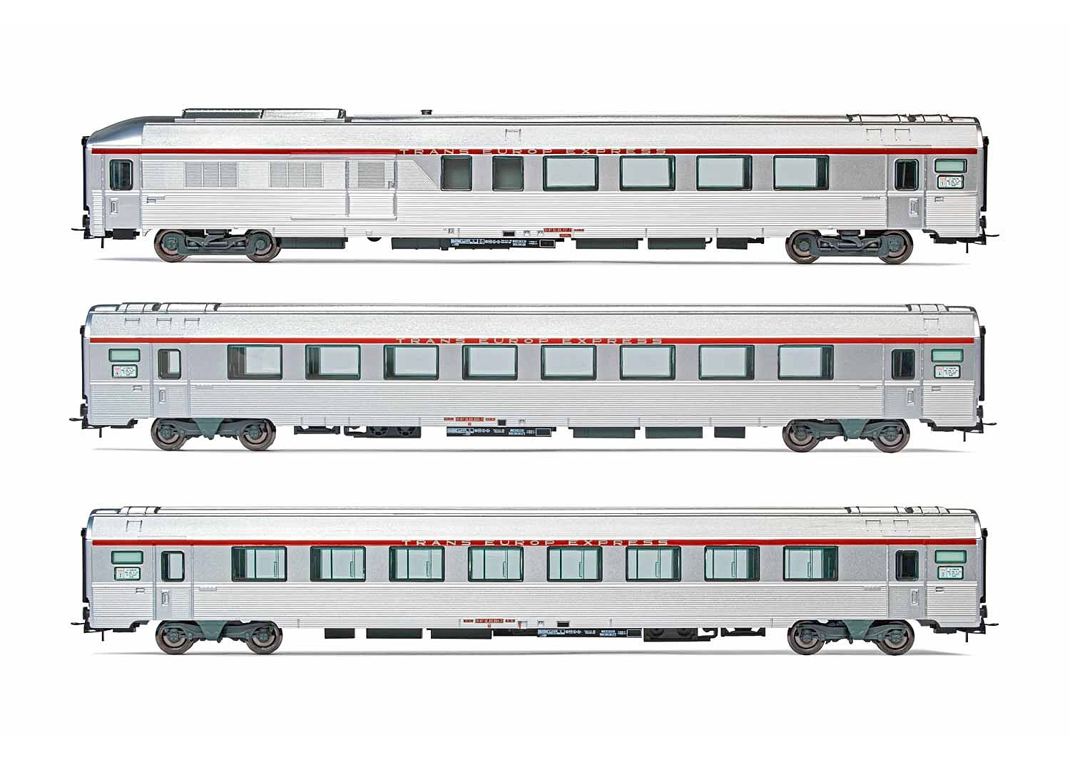 Jouef HJ4122 SNCF TEE 4-tlg Personenwagen Set Le Cisalpino Mistral 69 silber DC 