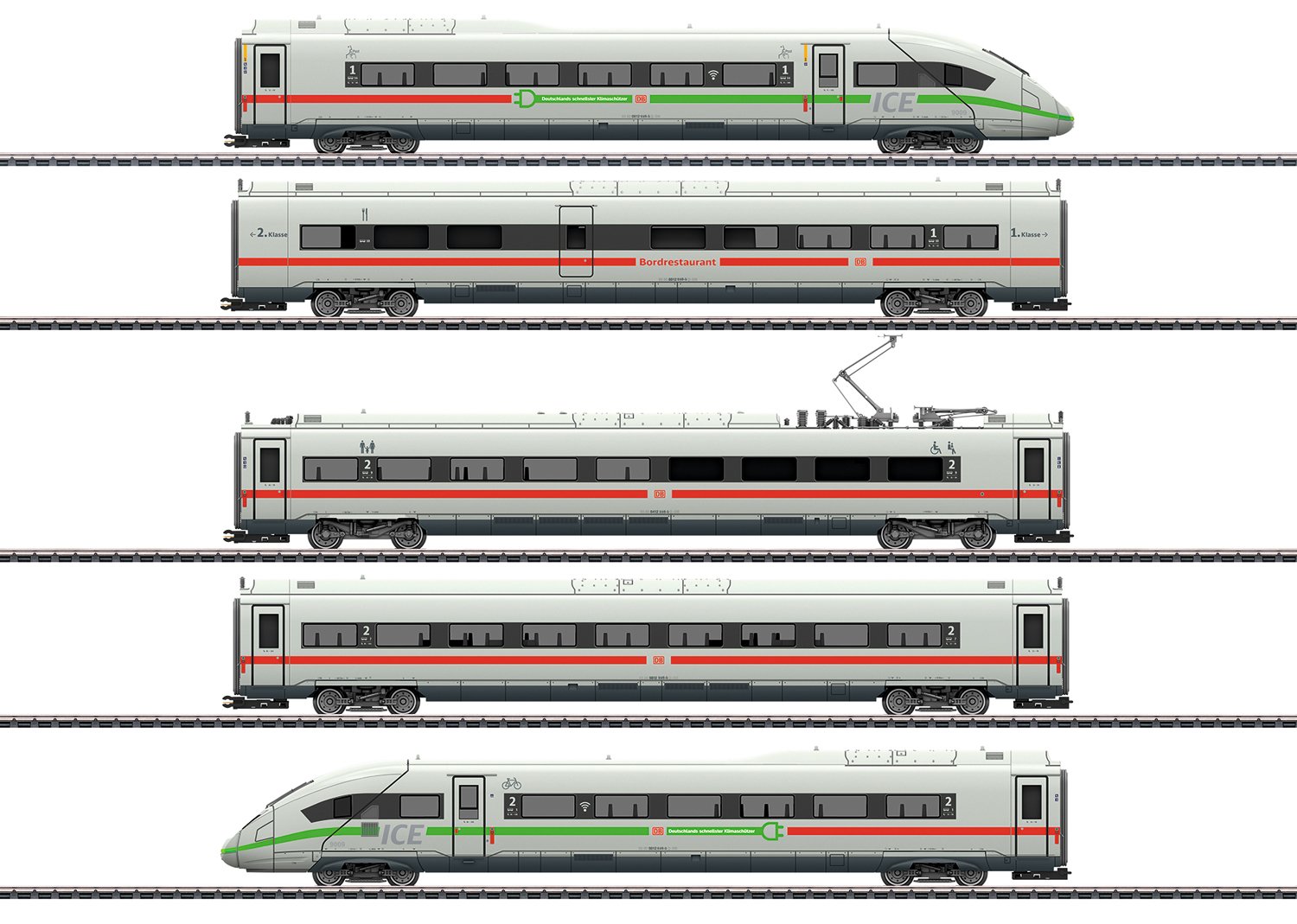 Märklin 39716 DB Triebwagenzug ICE 4 Baureihe 412/812 mit grünem Streifen 