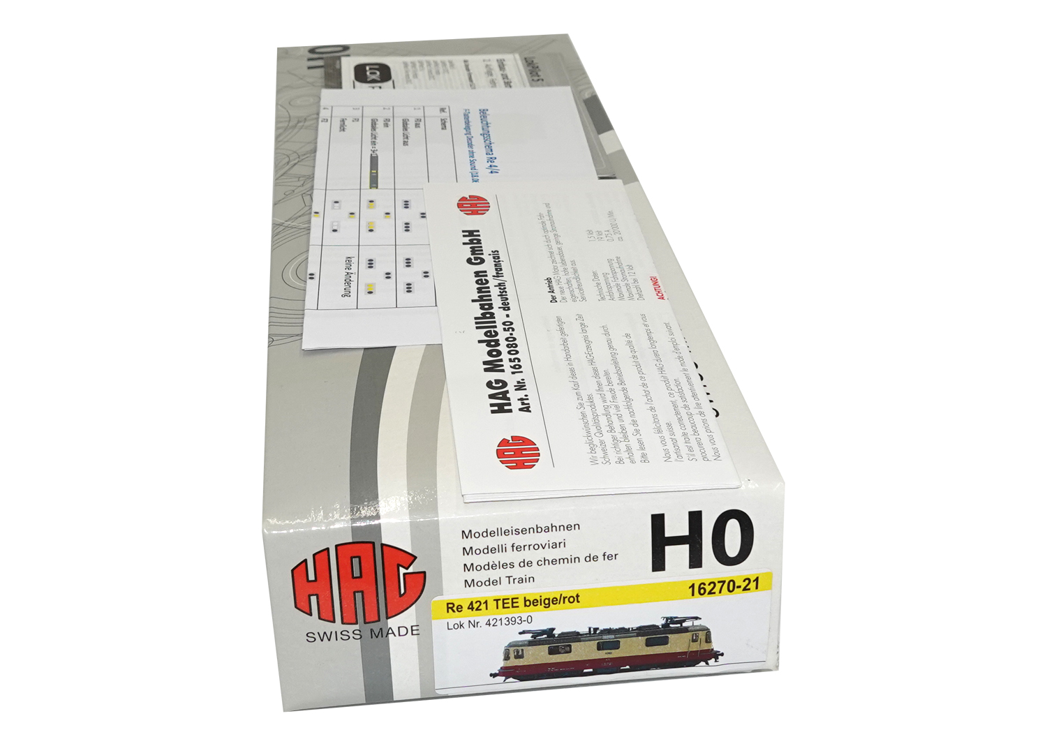 Hag 16270-21 SBB Lokomotive Re 421 TEE beige/rot DCC 