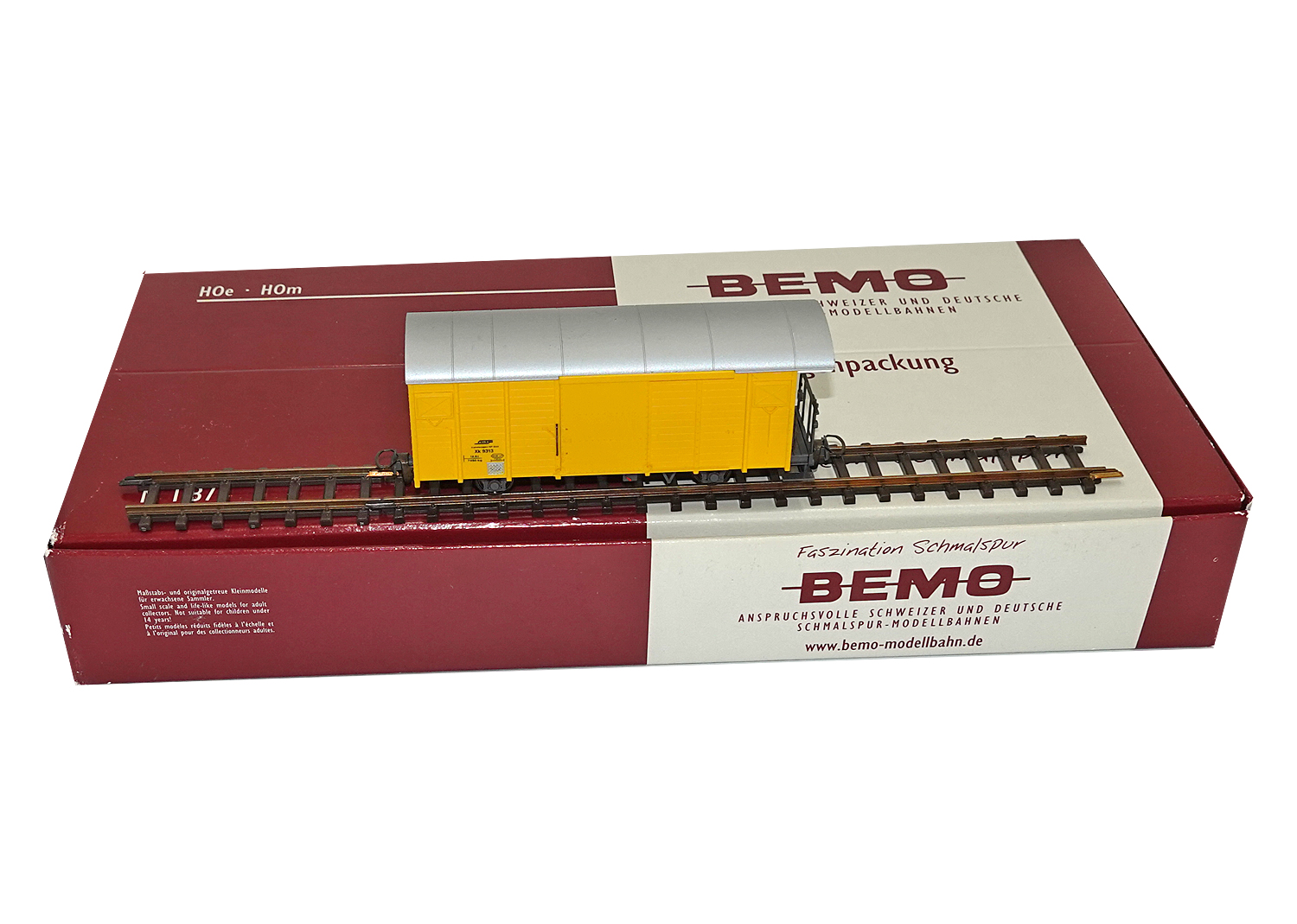 Bemo 2283123 RhB gedeckter Materialtransportwagen für Kabelbau Xk 9313 gelb 