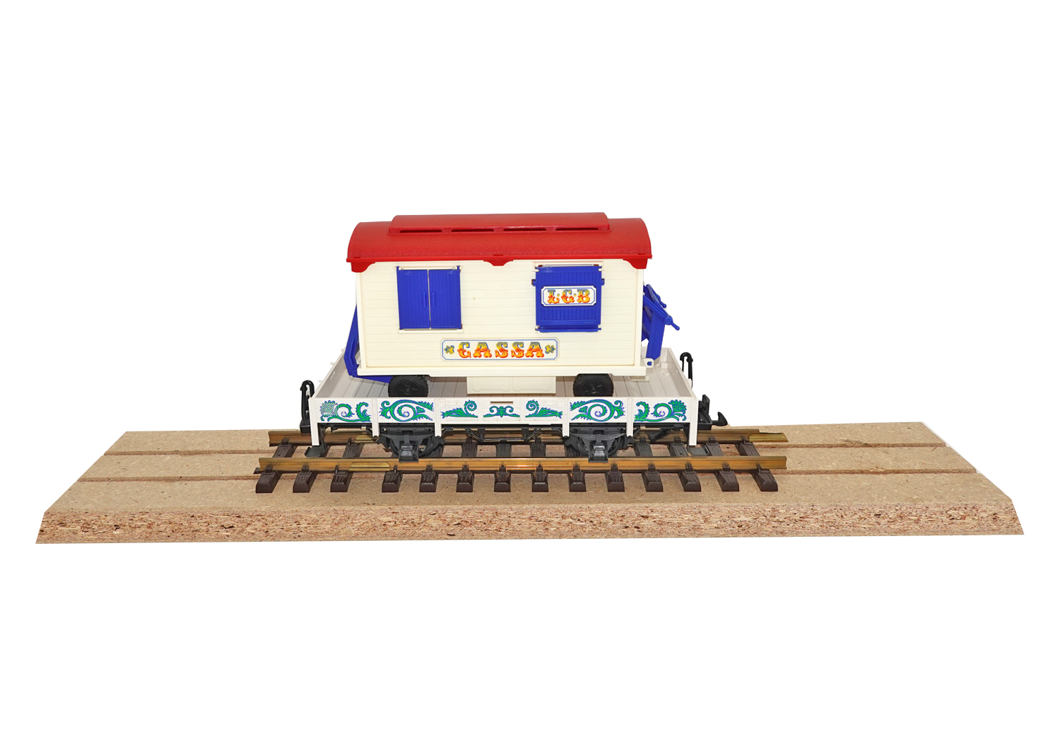 LGB 4037 Spur G Niederbordwagen mit Circus Cassa 