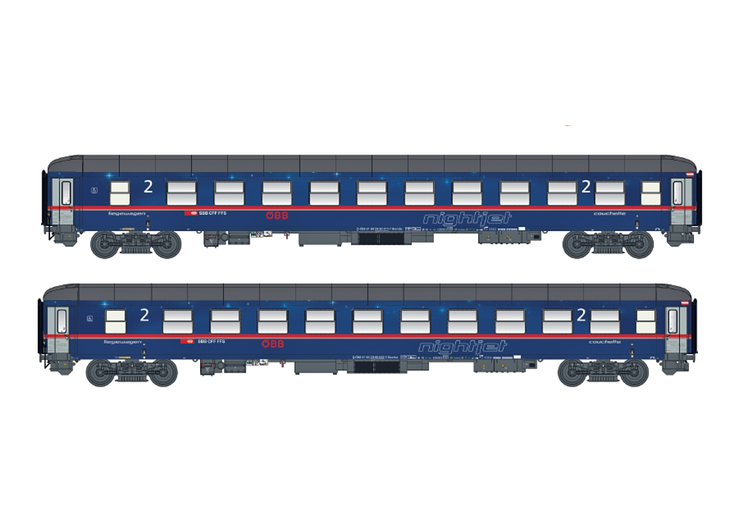 LS Models 97206AC ÖBB nightjet Liegewagenset 2-tlg mit SBB Logo AC  LS Models 97206AC ÖBB nightjet Liegewagenset 2-tlg mit SBB Logo AC