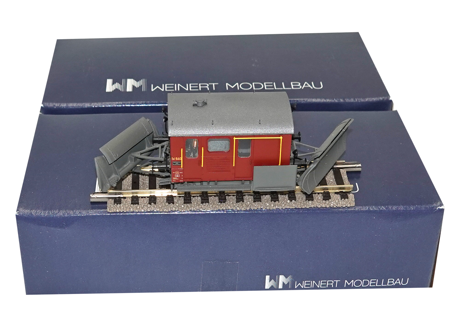 Weinert 4039 H0 SBB Schienentraktor Tm II 640 braun mit 2 Schneepflügen Fertigmodell 