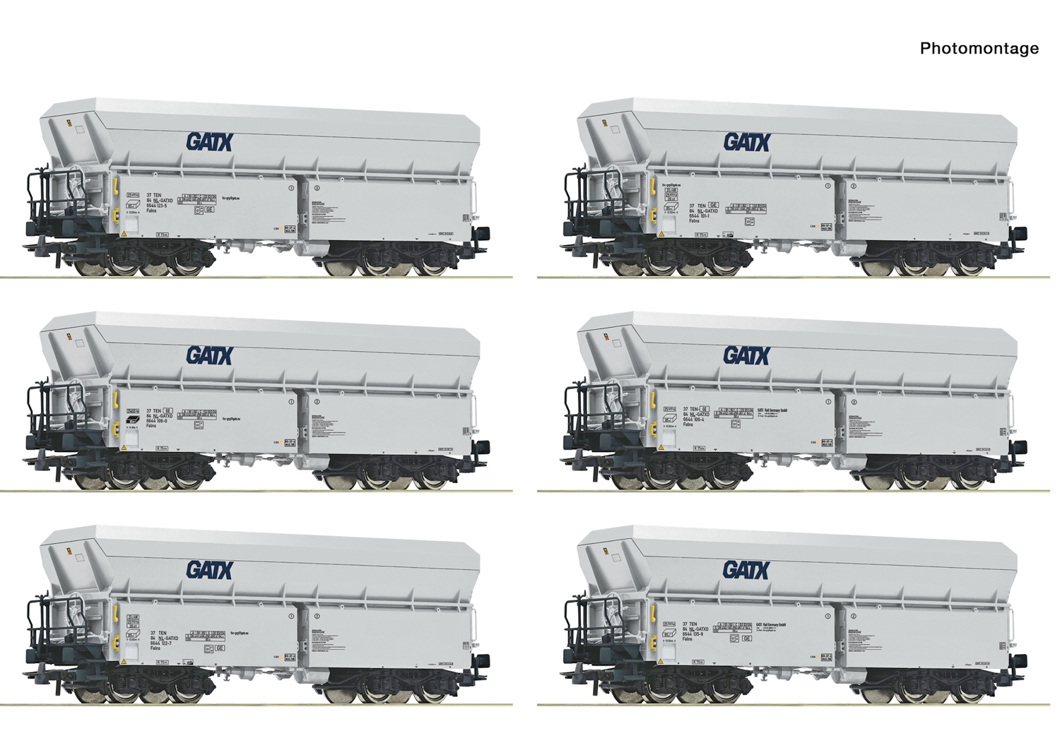 Roco 6600220 GATX 6-tlg. Set: Selbstentladewagen grau 
