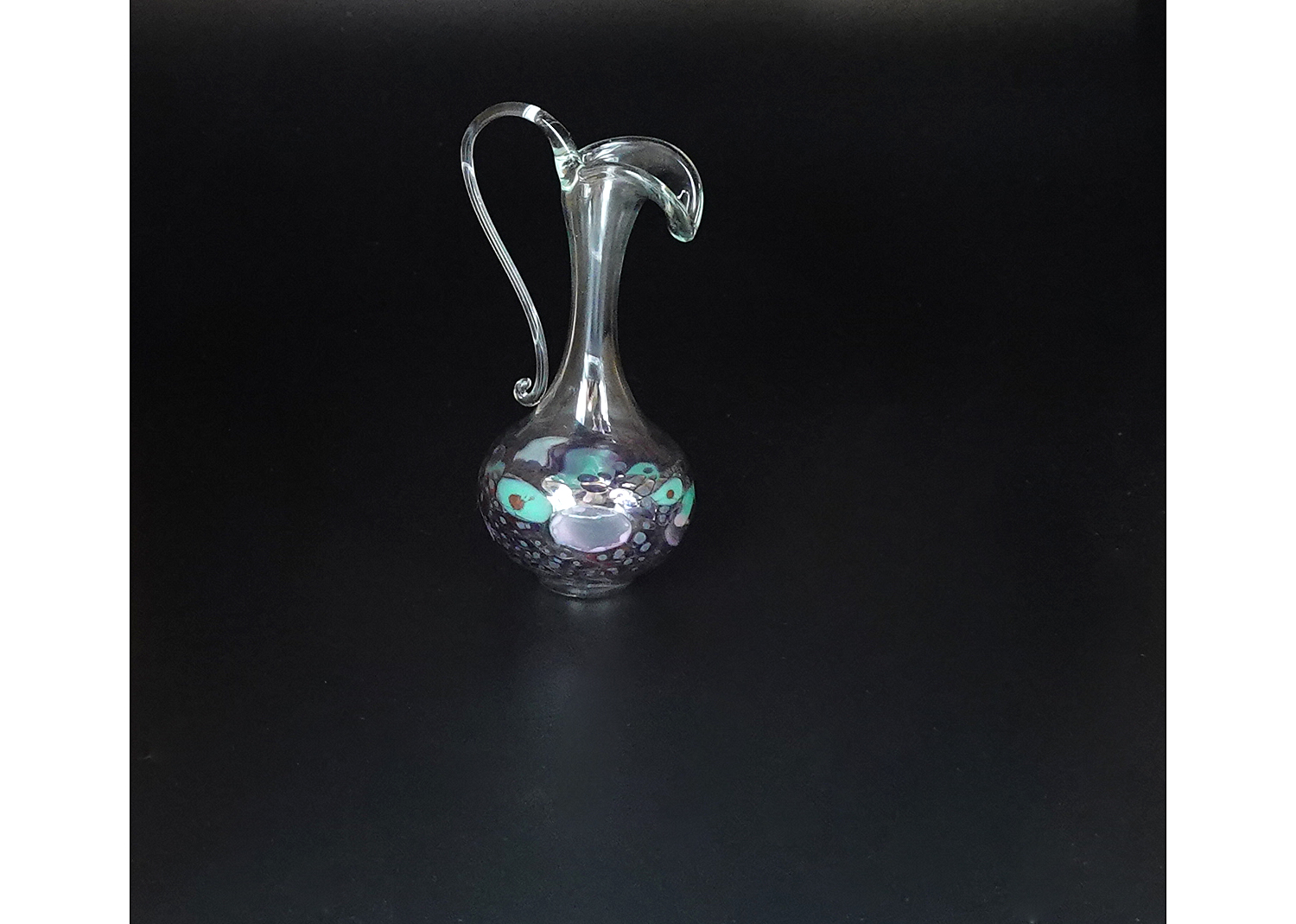 Jürgen Tkotz Gräfenthal Glaskrug mini mit Glasgranulatdekor glasklar Jürgen Tkotz Gräfenthal Glaskrug mini mit Glasgranulatdekor glasklar