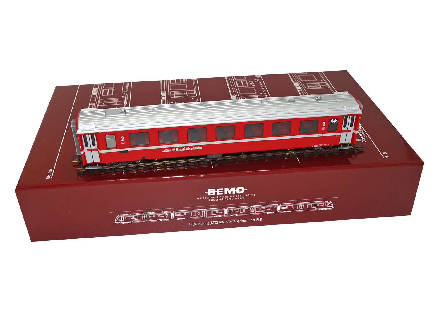 Bemo 3240162 RhB Einheitswagen EW II B 2432 rot 