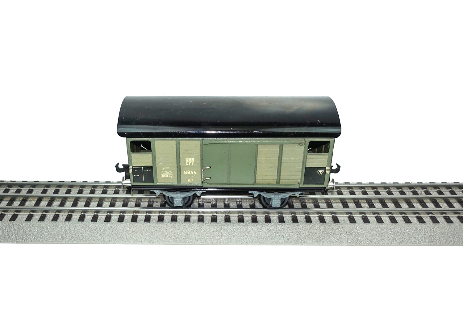 Buco 0 8644 Gedeckter Güterwagen grau mit 2 Schiebetüren (16 cm) 