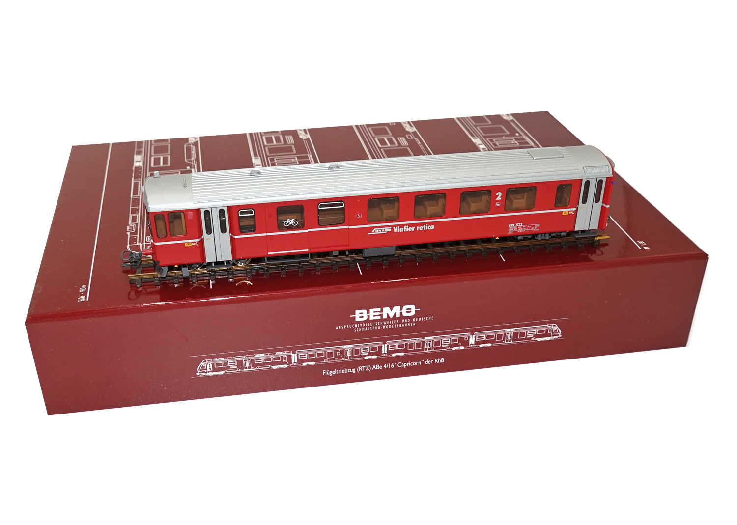 Bemo 3287132 RhB Steuerwagen BDt 1722 rot 