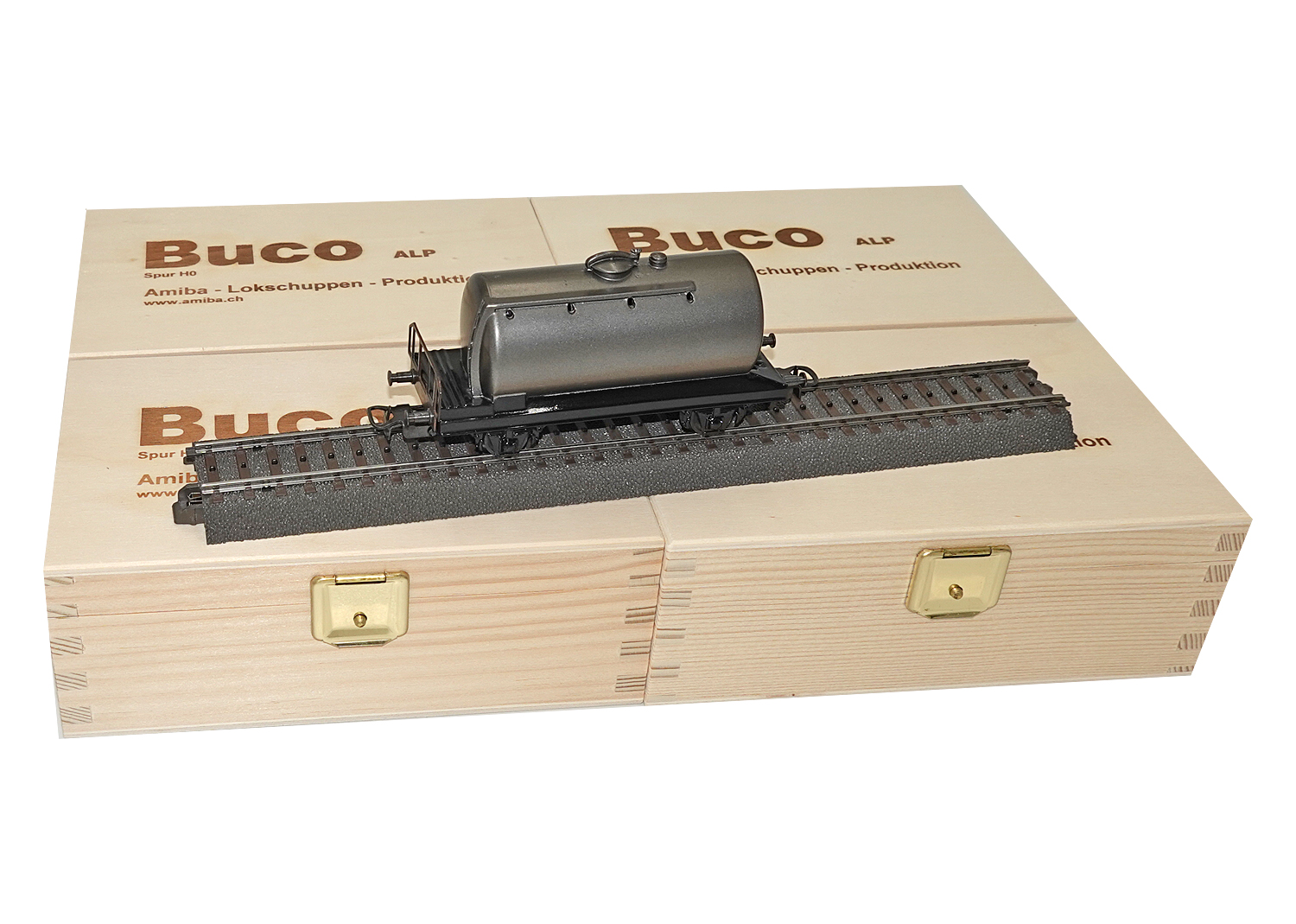 Buco H0 10447 Kesselwagen mit Plattform grau AC 