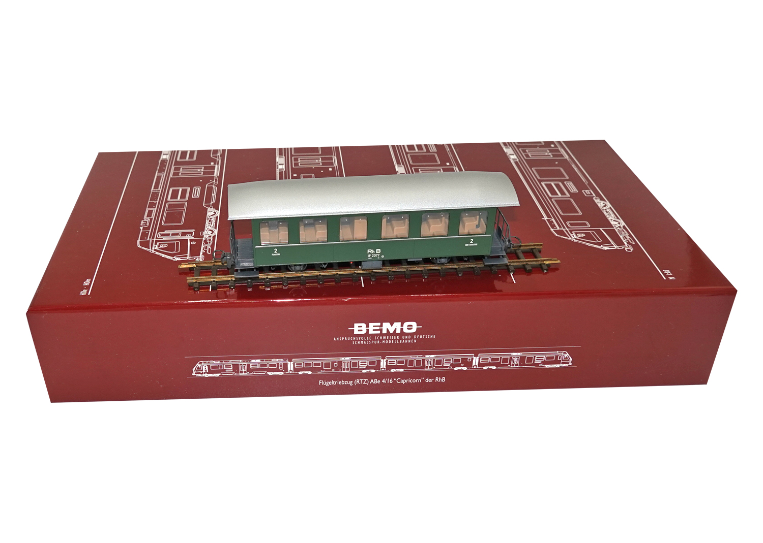 Bemo 3231127 RhB Zweiachser Personenwagen B 2077 grün 