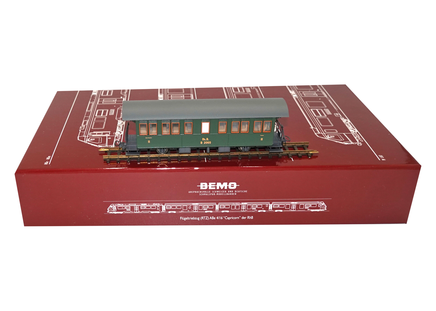 Bemo 3230140 RhB Historischer Dampfzugwagen B 2060 grün 