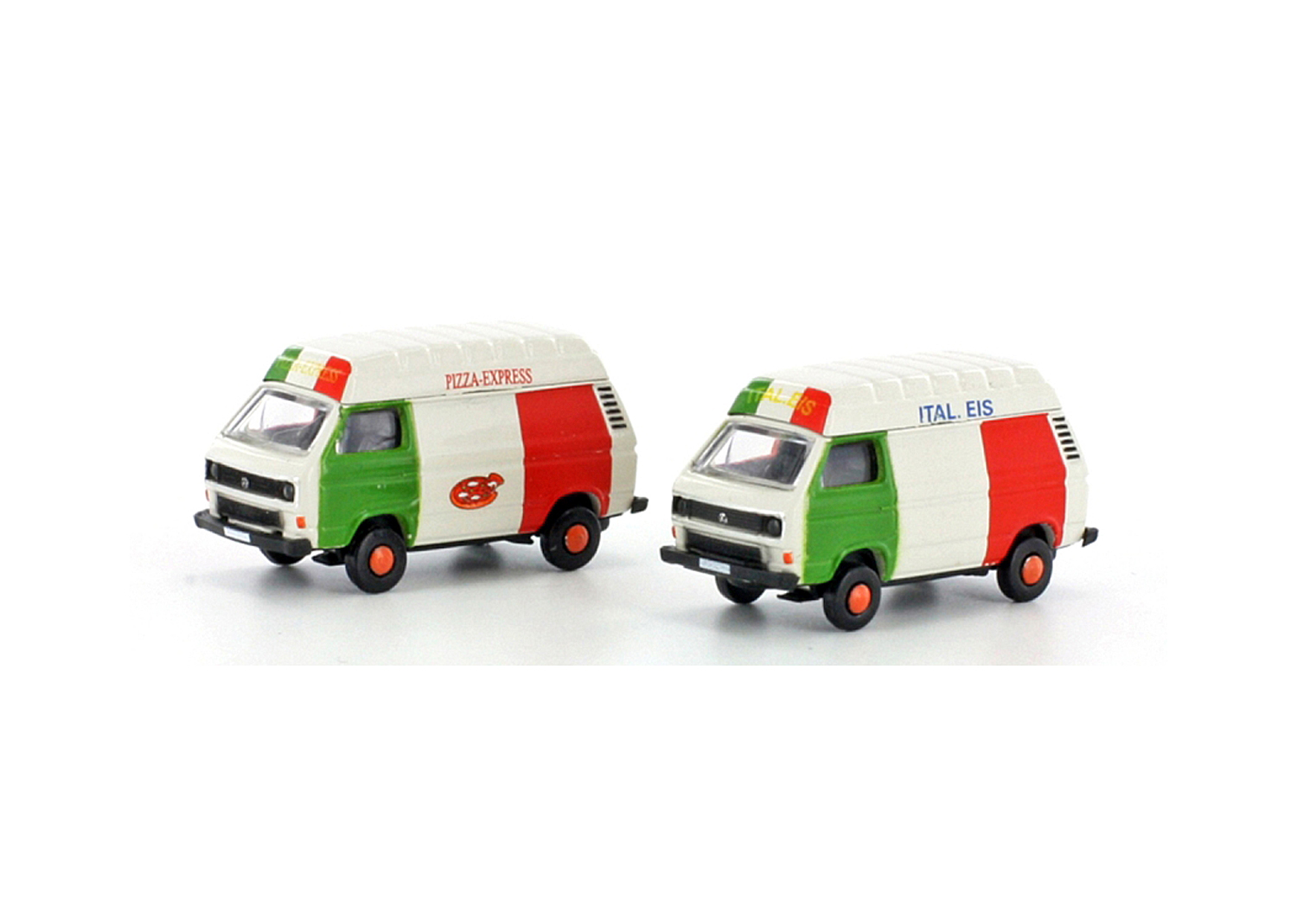 Lemke LC4307 VW T3 2er Set Eis-/ Pizza Wagen 1:160  Lemke LC4307 VW T3 2er Set Eis-/ Pizza Wagen 1:160