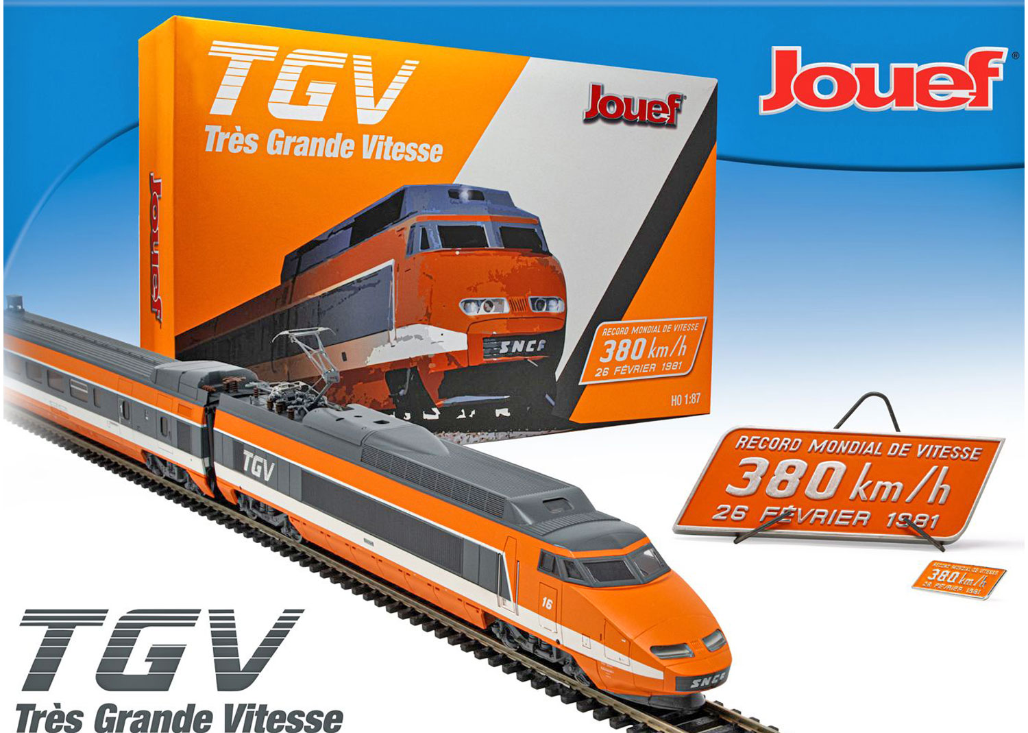 Jouef HJ2412 TGV 7-tlg Set TGV Sud-Est mit HJ3011 Ergänzungsset DC 