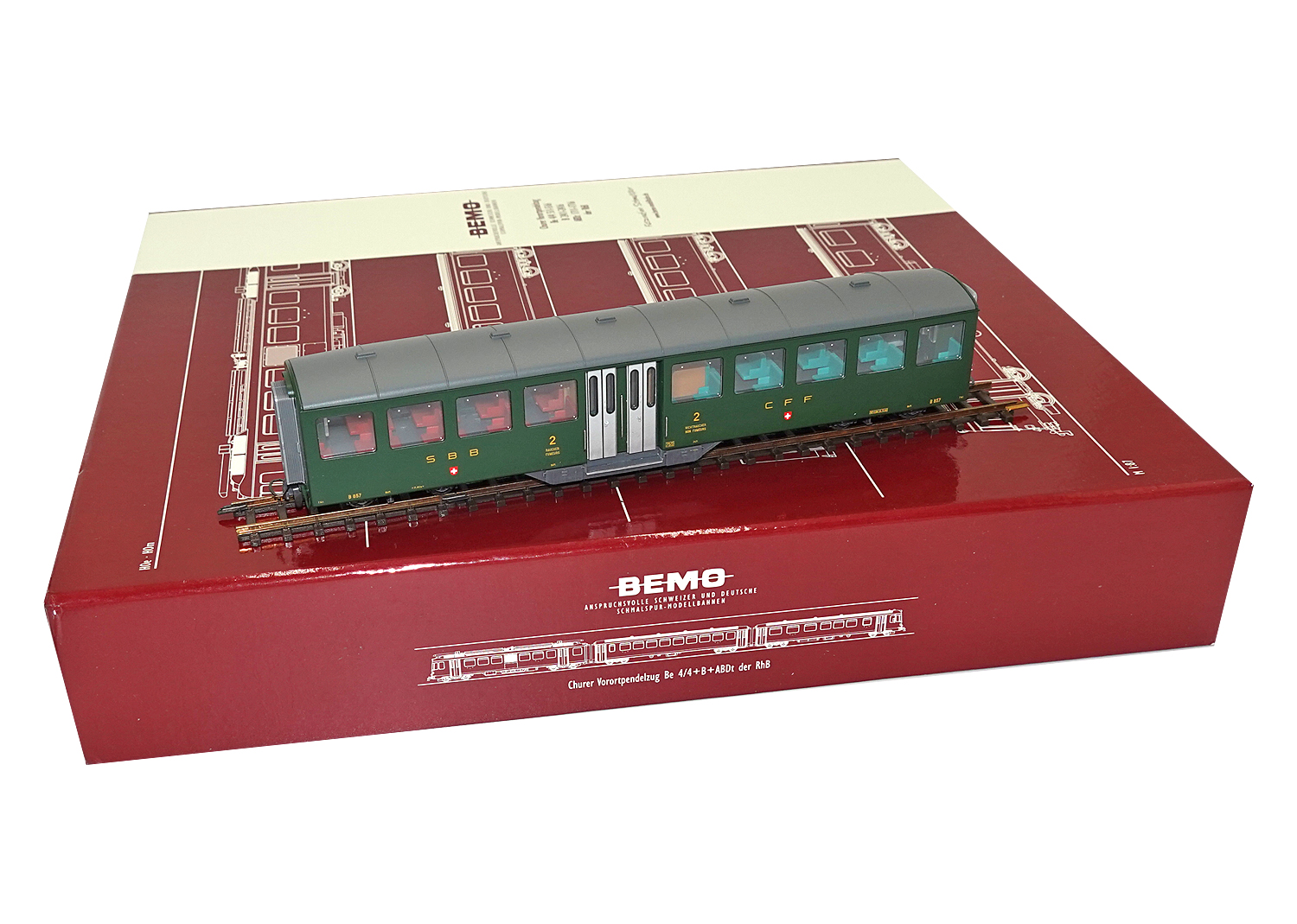Bemo 3257417 SBB Brünig Mitteleinstiegswagen B 857 grün 