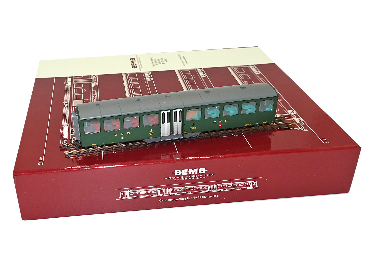 Bemo 3257413 SBB Brünig Mitteleinstiegswagen B 863 grün 