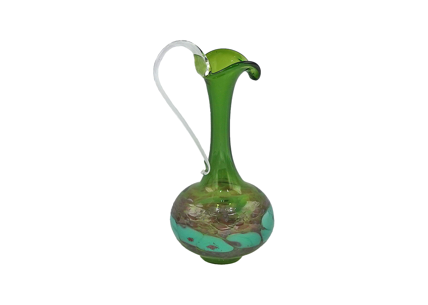 Jürgen Tkotz Gräfenthal Glaskrug mini mit Glasgranulatdekor grün Jürgen Tkotz Gräfenthal Glaskrug mini mit Glasgranulatdekor grün