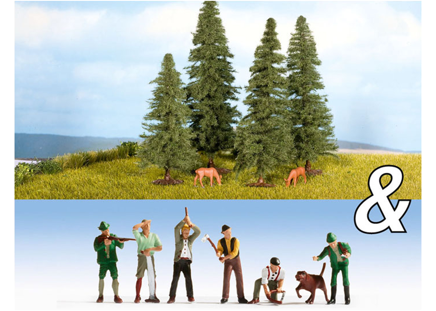 Noch 94011 N Jäger Holzfäller inkl. Tannen Ausschmückungs-Set 