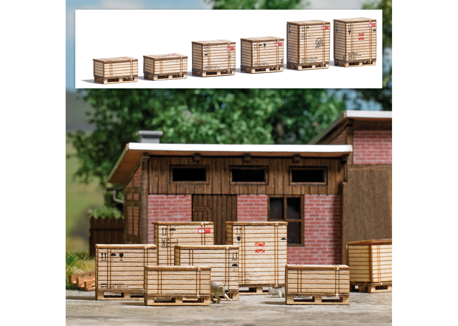 Busch 1811 Paletten mit Holzkisten 