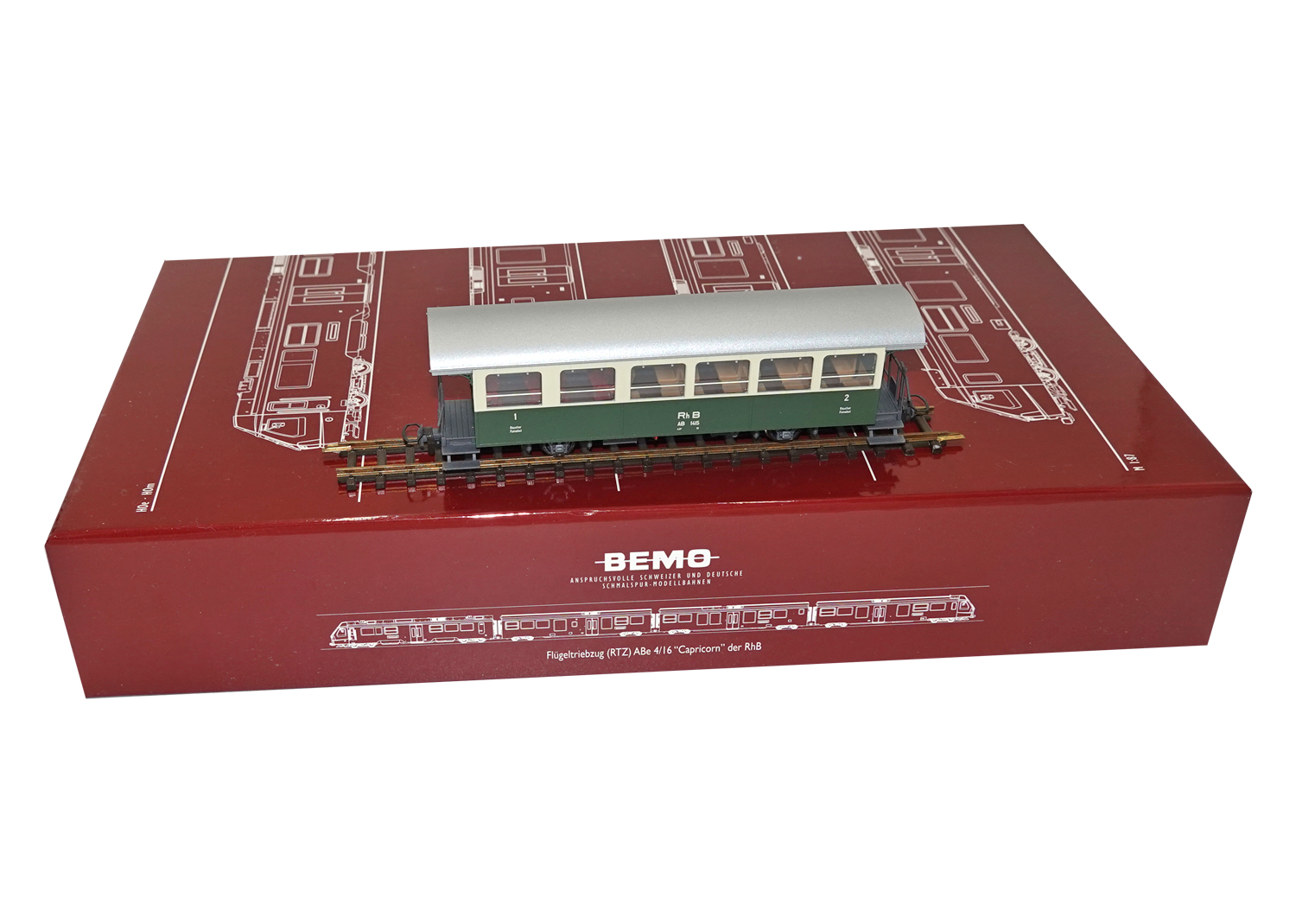 Bemo 3233115 RhB Zweiachser Personenwagen AB 1415 grün-creme 