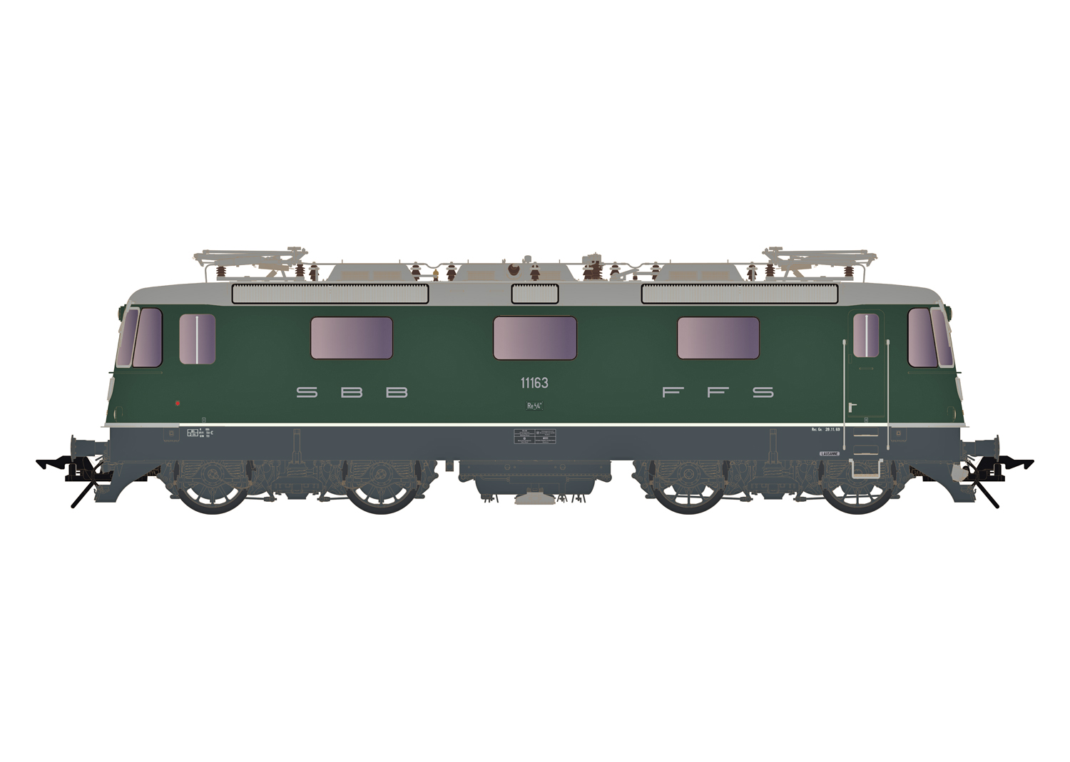 Lenz 40344-01 SBB E-Lokomotive Re 4/4II grün 11163 silbernes Dach