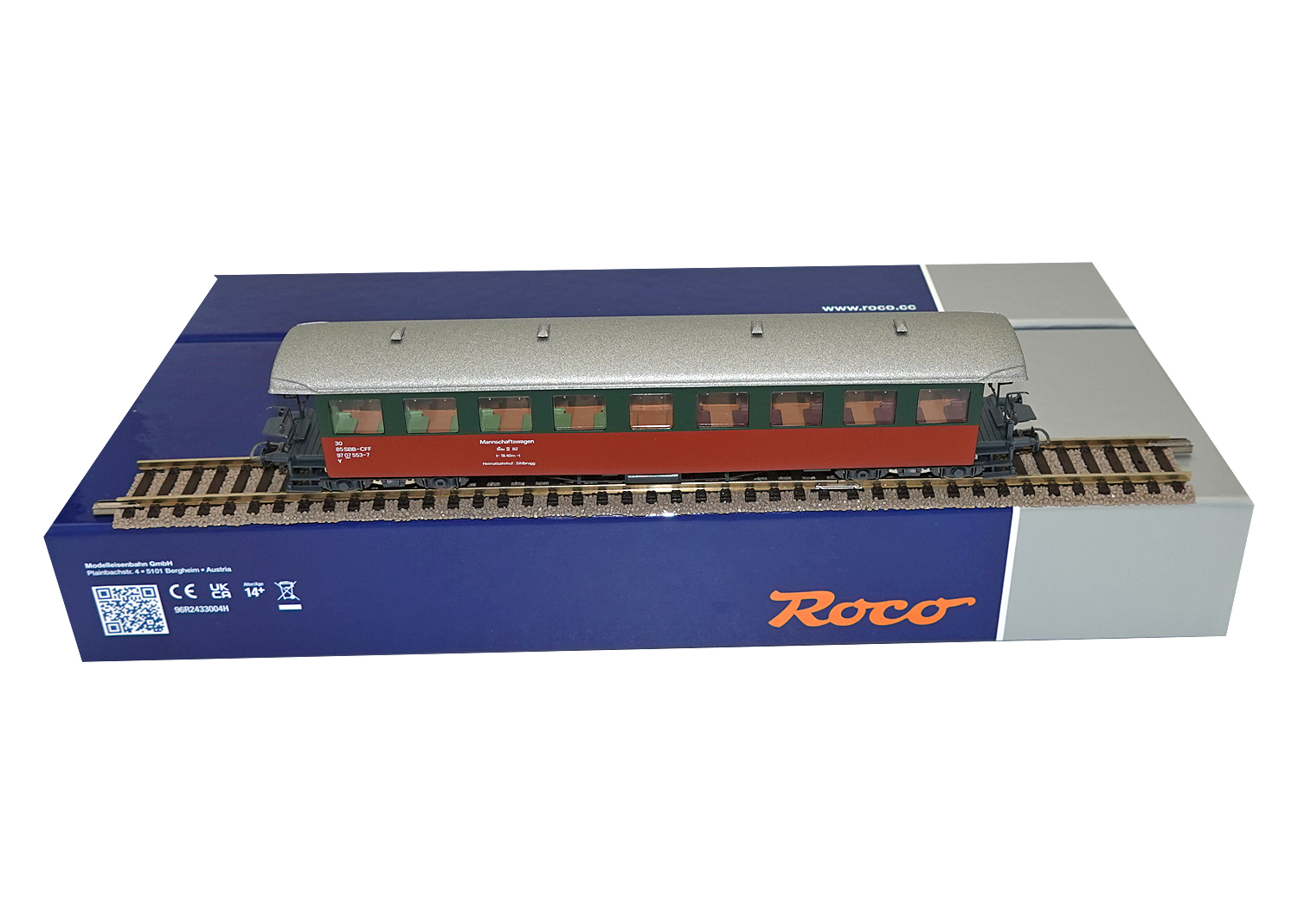 Roco 44731-1 SBB Seetalbahnwagen Mannschaftswagen weinrot/grün DC 