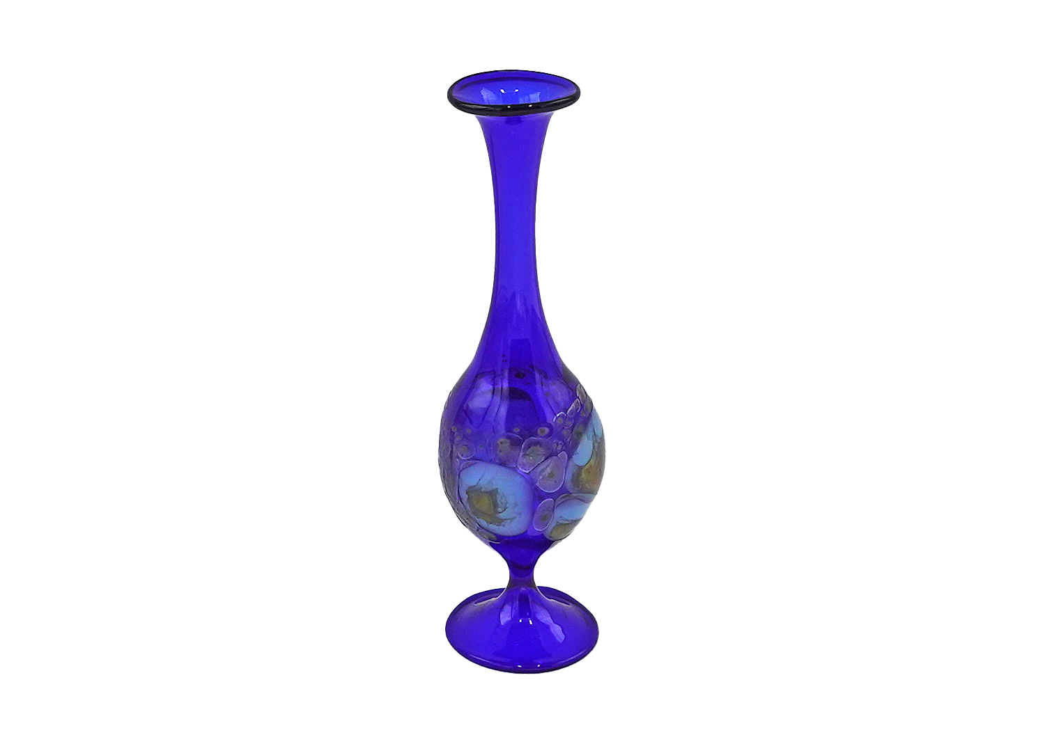 Jürgen Tkotz Gräfenthal Glasvase mini mit Glasgranulatdekor blau Jürgen Tkotz Gräfenthal Glasvase mini mit Glasgranulatdekor blau