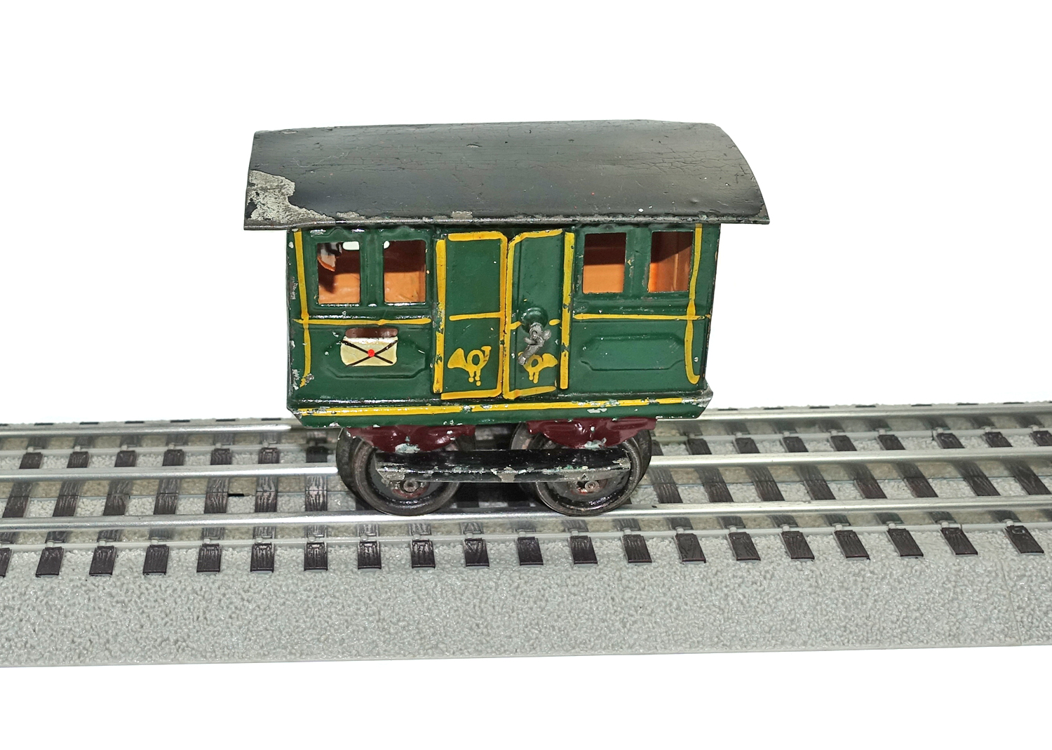 Märklin 0, 1802 Postwagen grün mit Posthörner 