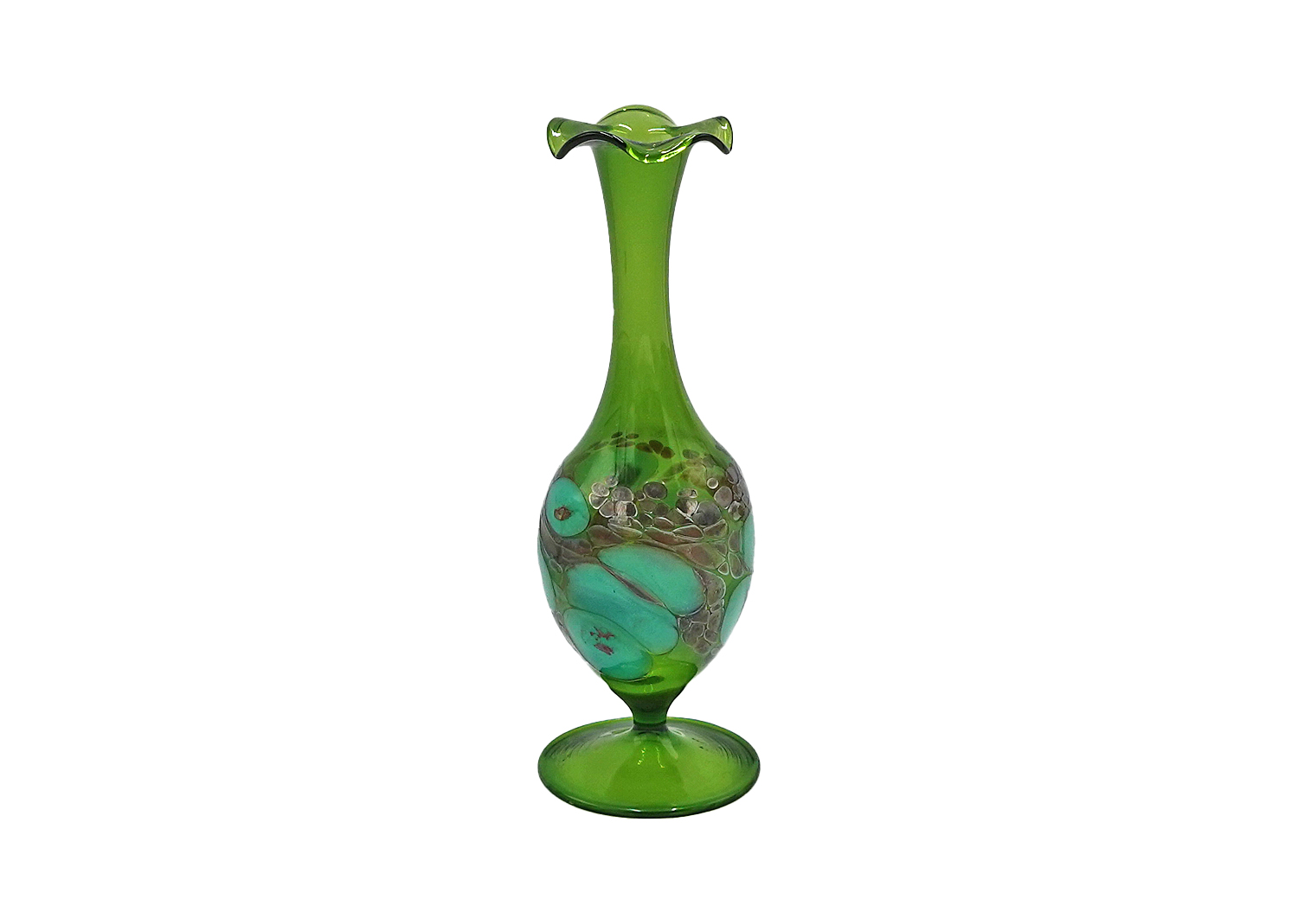 Jürgen Tkotz Gräfenthal Glasvase mini mit Glasgranulatdekor grün Jürgen Tkotz Gräfenthal Glasvase mini mit Glasgranulatdekor grün