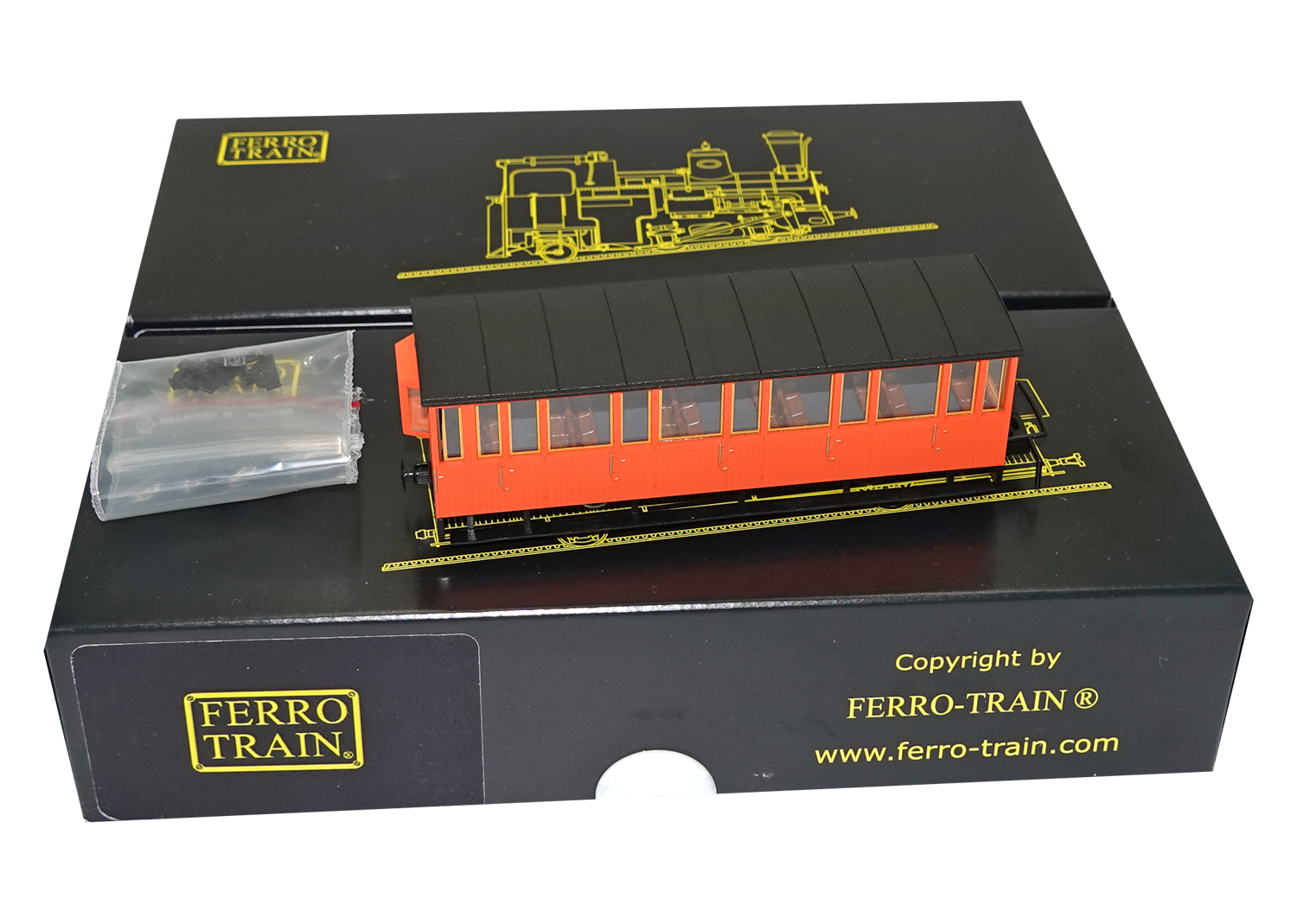 Ferro-Train 1020-02 H0n3z Zahnradbahn Personenwagen orange mit Bremserkanzel DC 