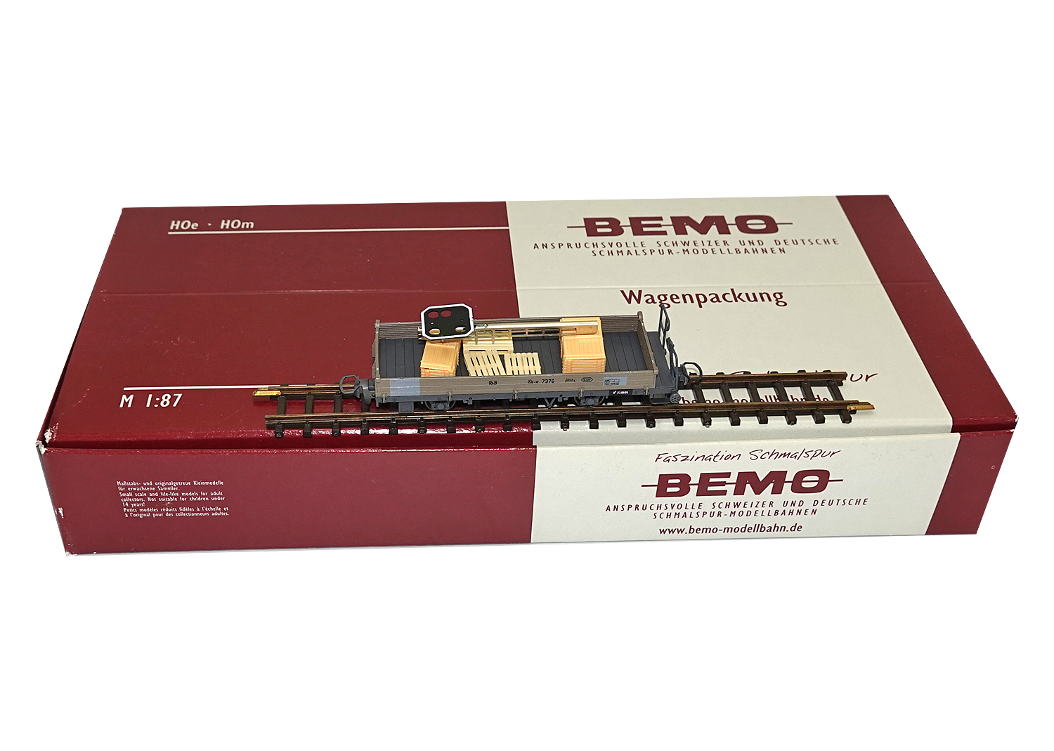Bemo 2263116 RhB Flachwagen Kk-w 7376 mit Vorsignal-Beladung 