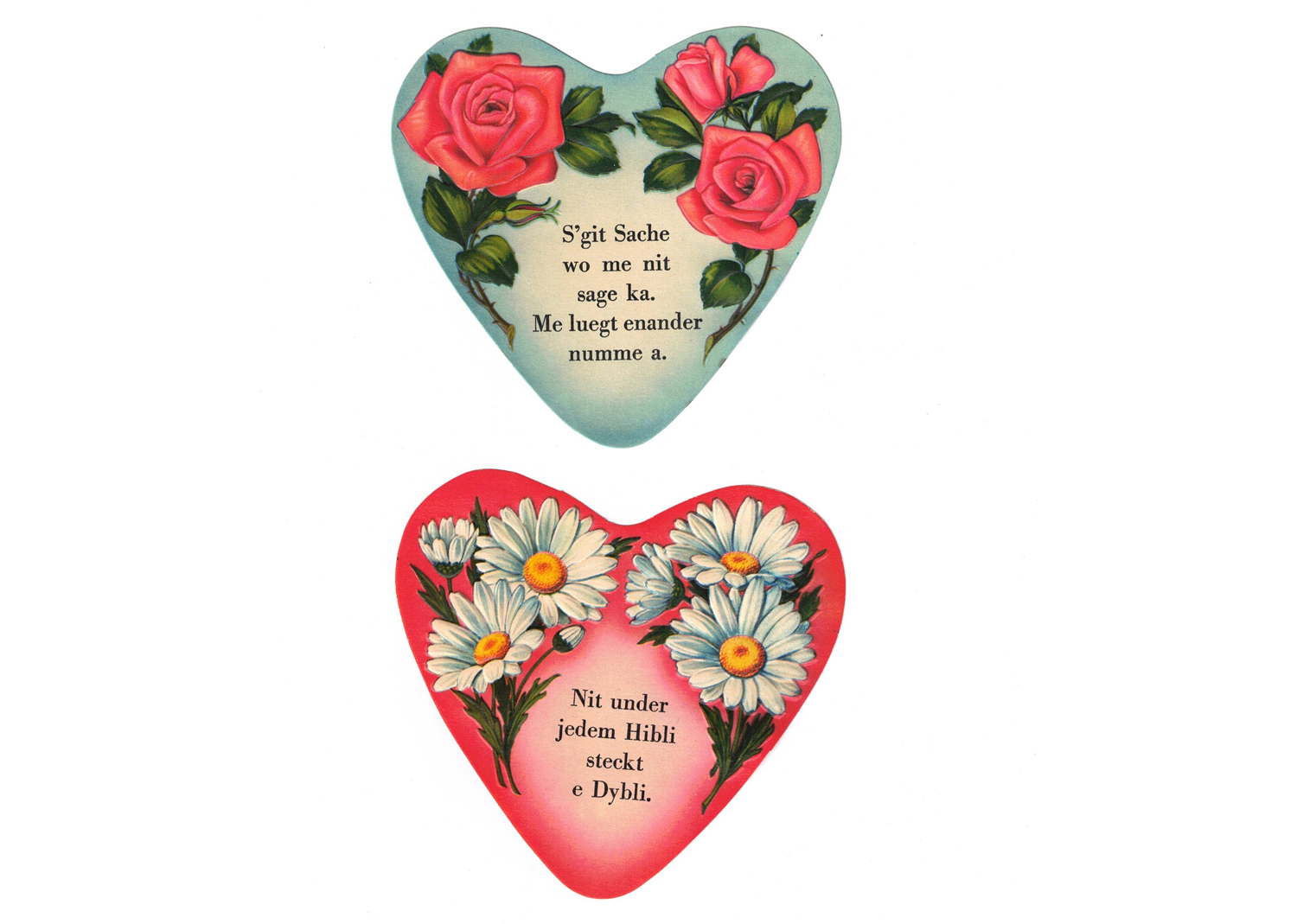 Vintage alte Glanzbilder Oblaten Herzen 2Stk. Vintage alte Glanzbilder Oblaten Herzen 2Stk.