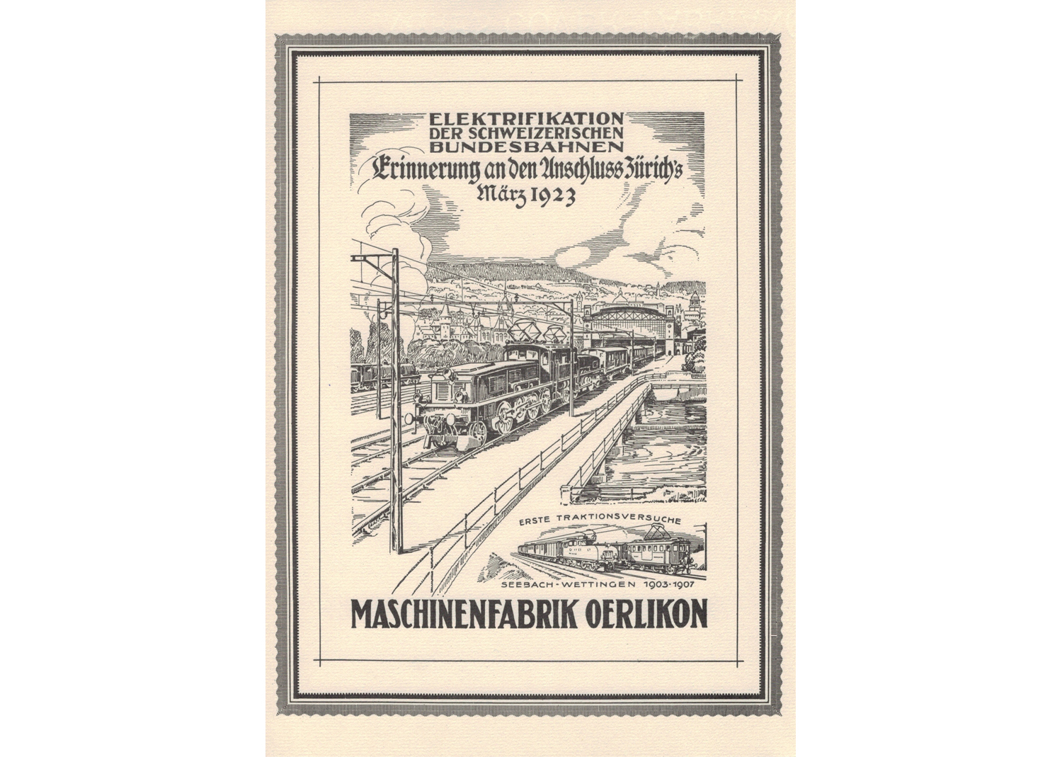 Blatt Erinnerung an den Anschluss Zürich März 1923 Blatt Erinnerung an den Anschluss Zürich März 1923