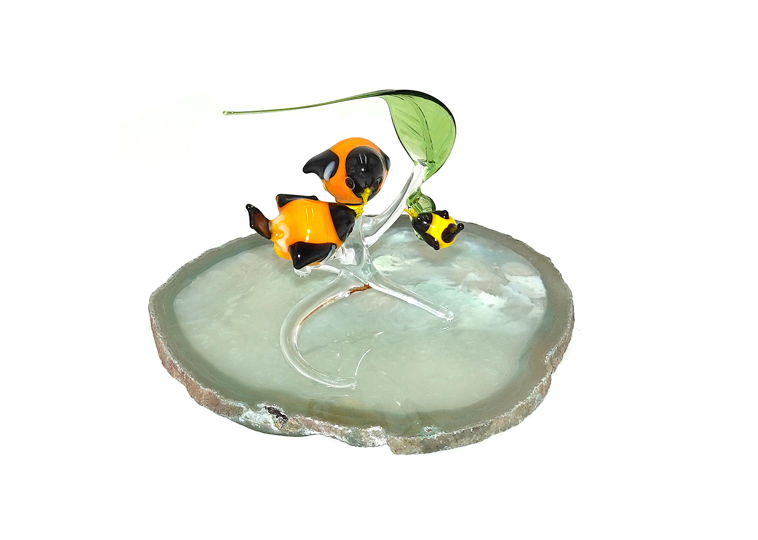 Bäz-Dölle Glastier Vogelpaar klein mit Jungvogel gelb Lauscha Glas Bäz-Dölle Glastier Vogelpaar klein mit Jungvogel gelb Lauscha Glas
